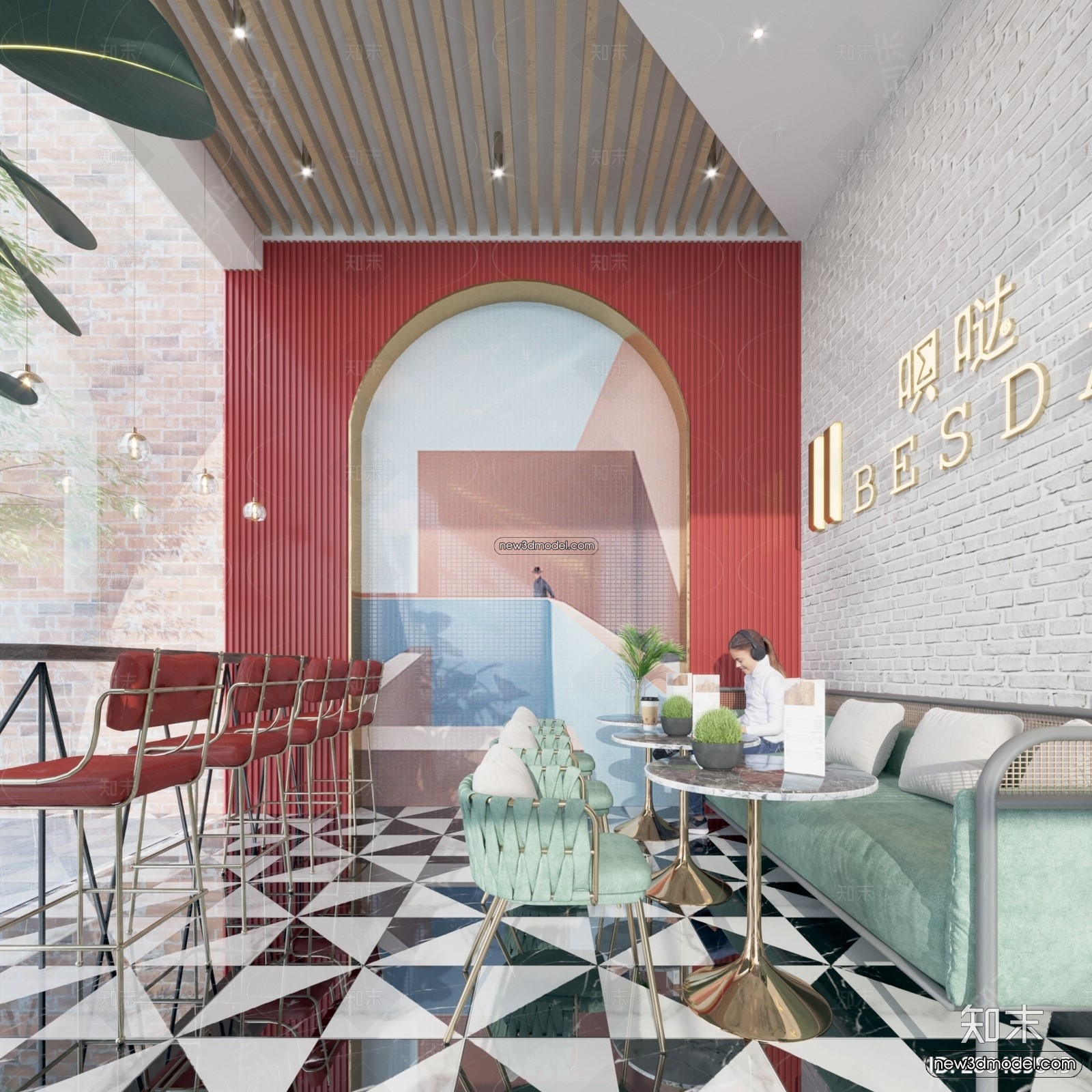 Restaurant and Fastfood 3D Scene – 3D Blocks – 298 – CORONA - thumbnail 3