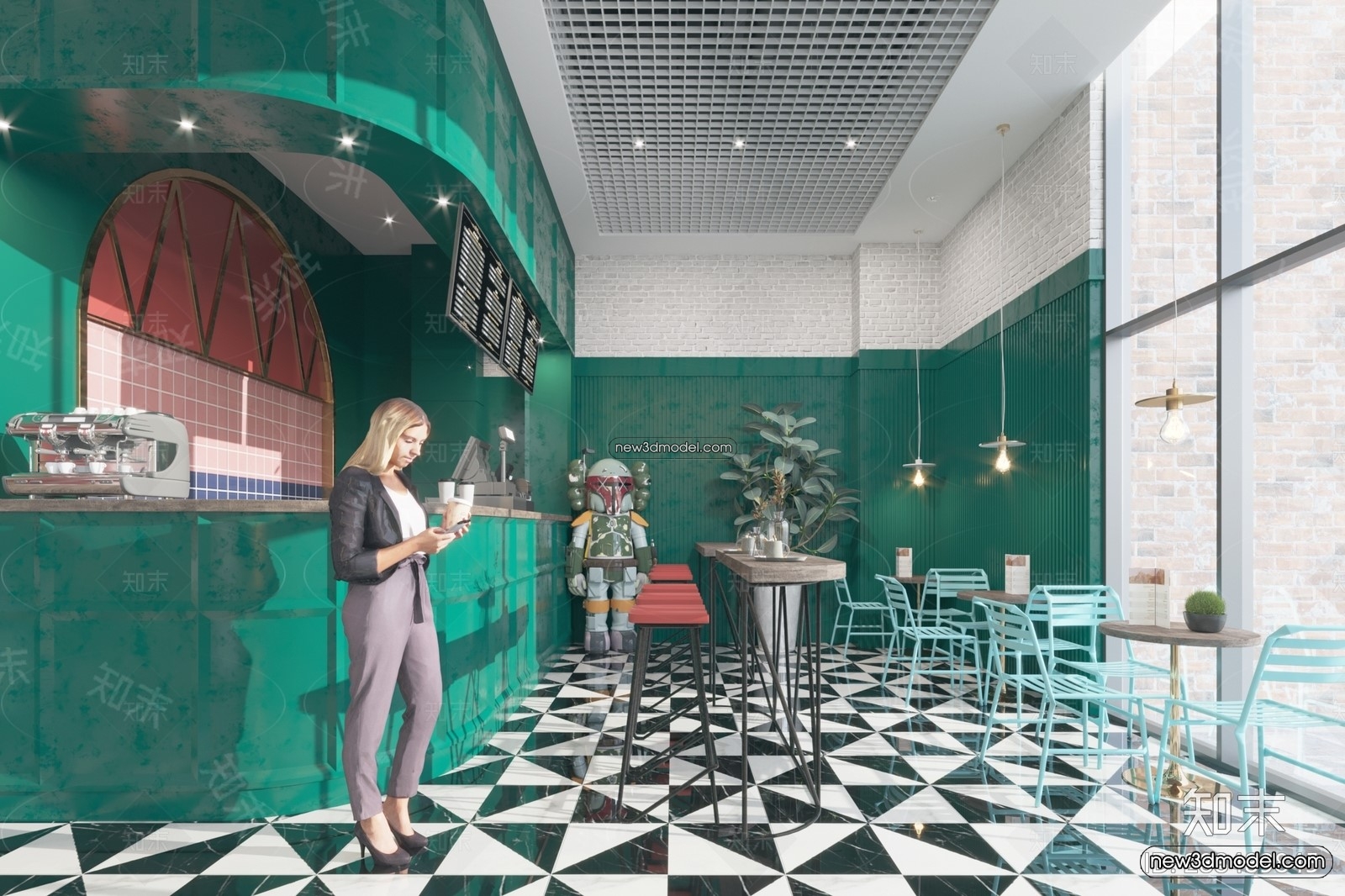 Restaurant and Fastfood 3D Scene – 3D Blocks – 298 – CORONA - thumbnail 2