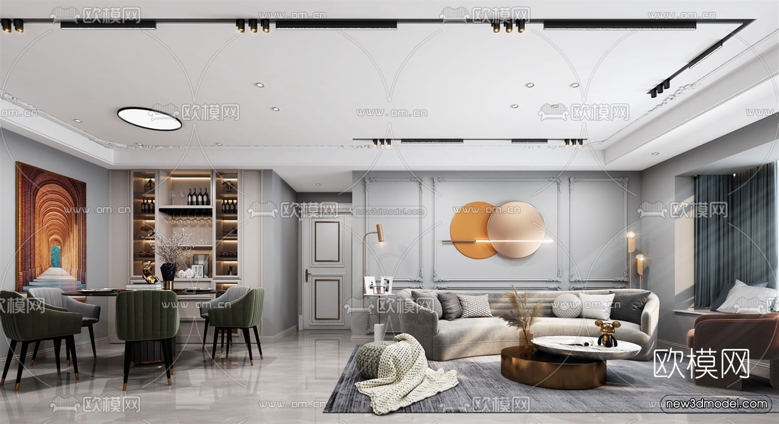 Luxury Style Interior 3D Blocks – Living Room 3D Model – 107 – VRAY - thumbnail 2