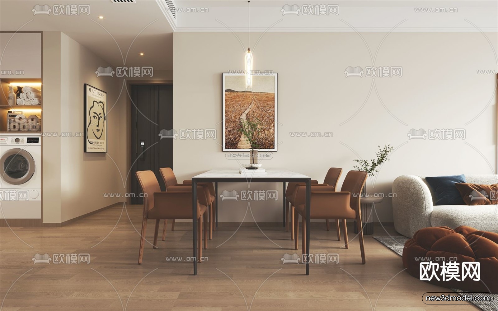 Cream Style Interior 3D Blocks – Living Room 3D Model – 148 – VRAY - thumbnail 4
