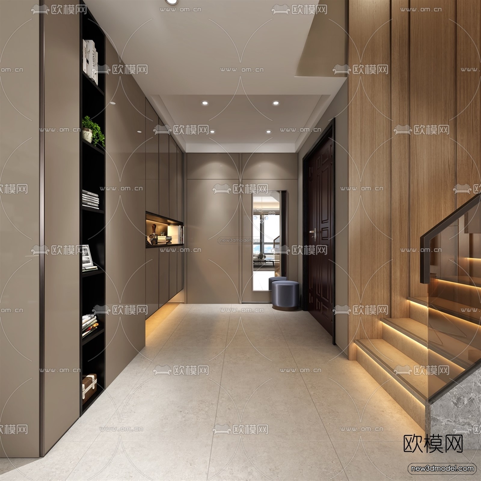 Black – White – Gray Colors Interior 3D Blocks – Living Room 3D Scene – 106 – VRAY - thumbnail 3