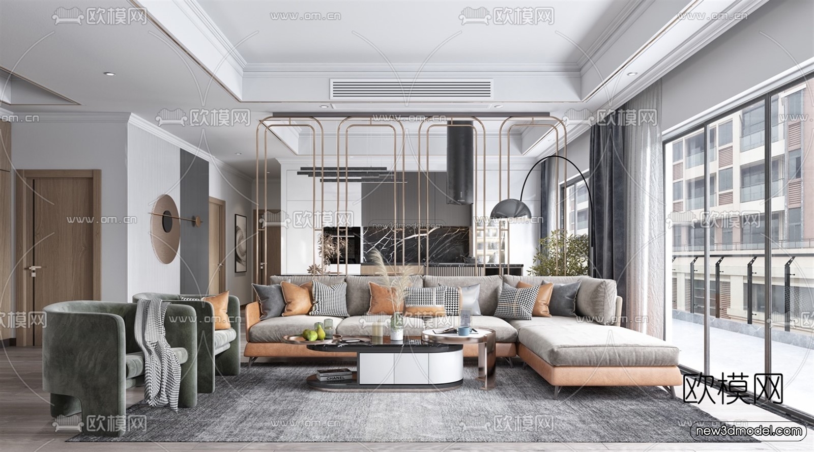 Luxury Style Interior 3D Blocks – Living Room 3D Model – 108 – VRAY - thumbnail 5