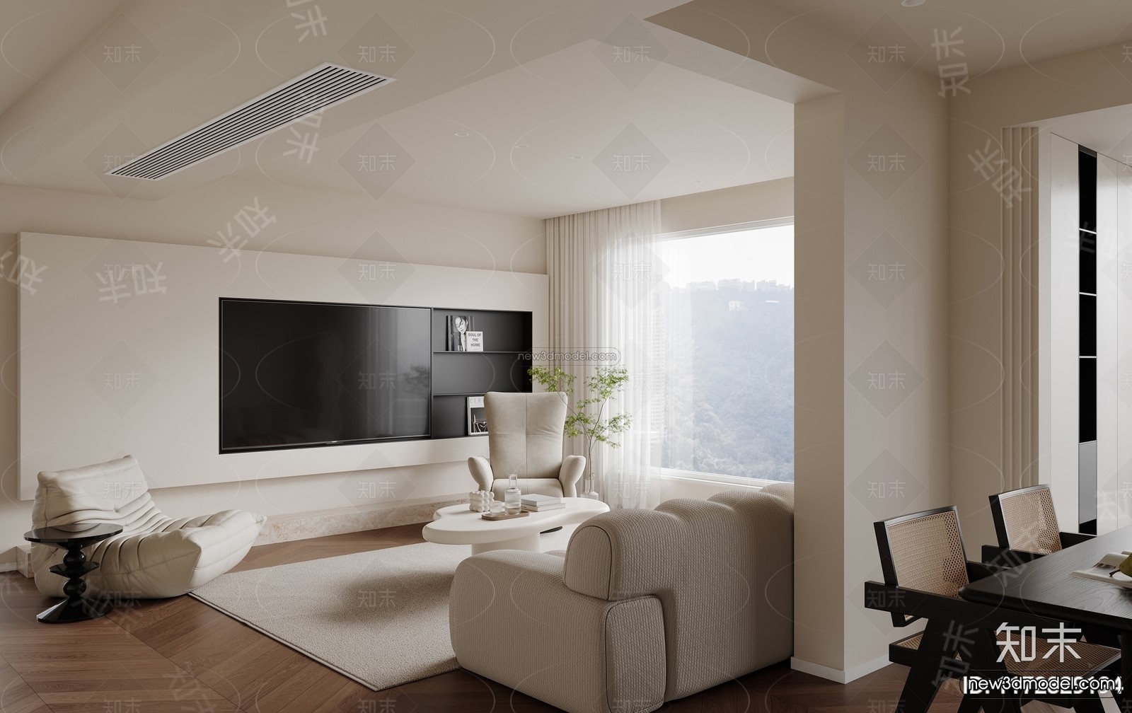Modern Style Interior 3D Blocks and 3D Models – Living Room 3D Scene – 098 – CORONA - thumbnail 2