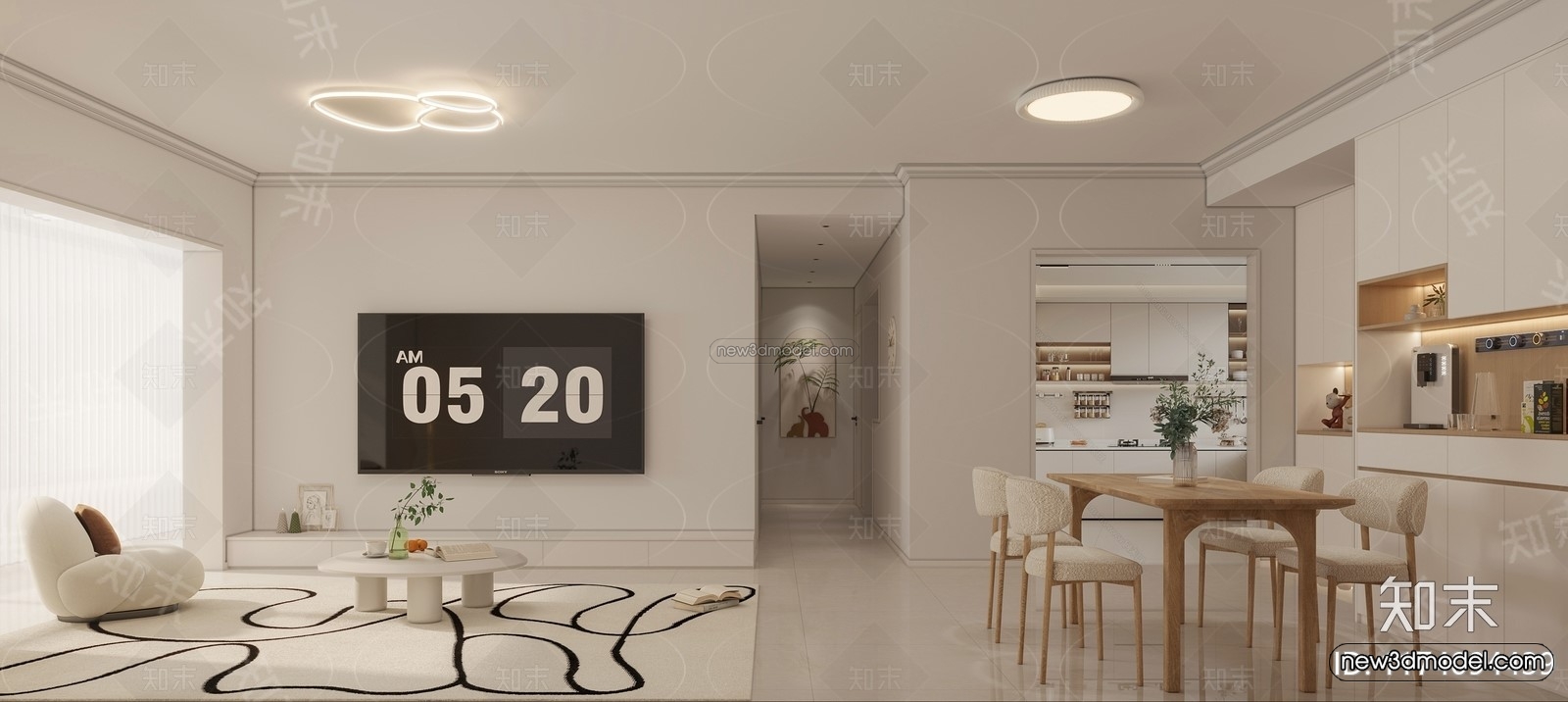 Modern Style Interior 3D Blocks and 3D Models – Living Room 3D Scene – 099 – CORONA - thumbnail 2
