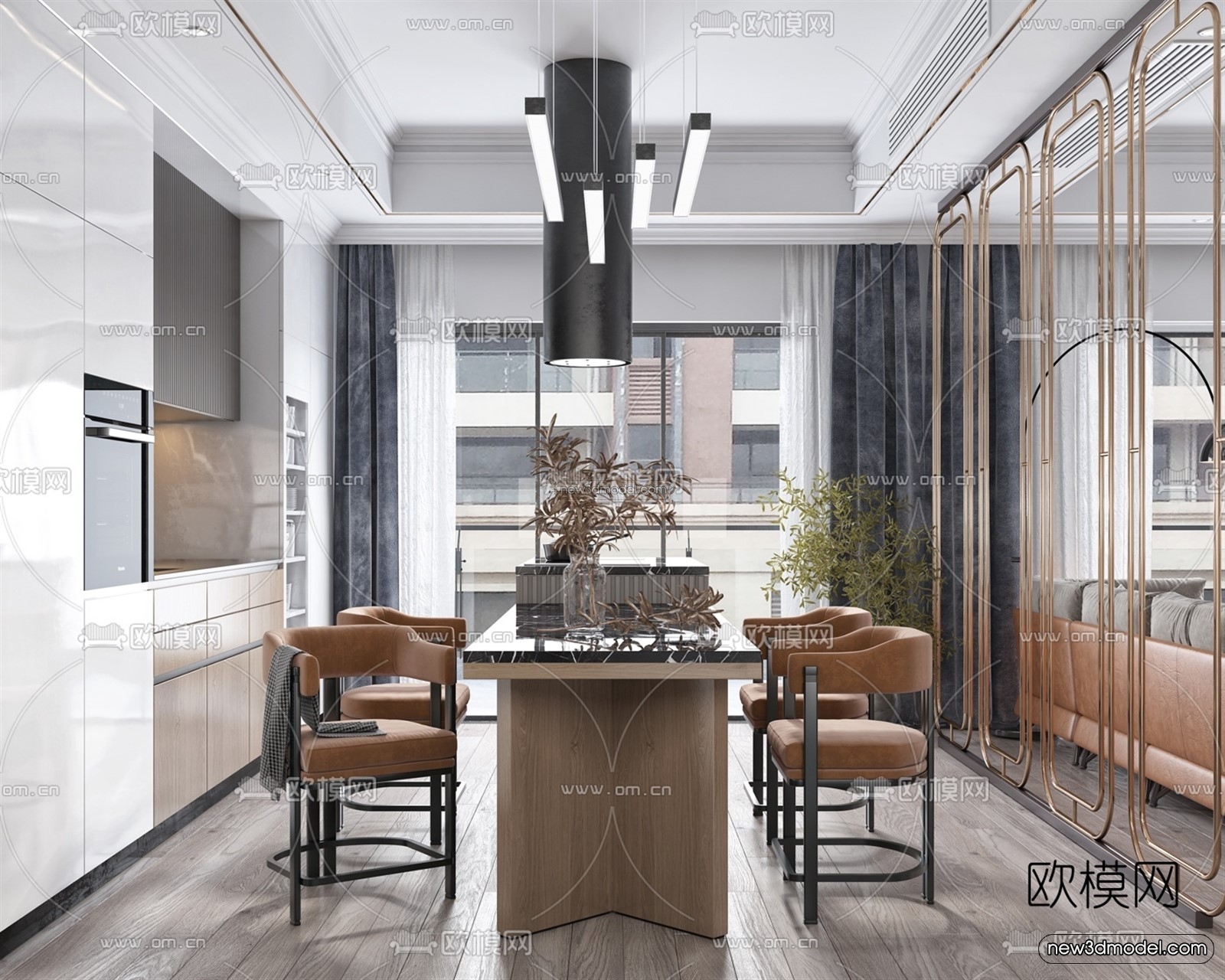 Luxury Style Interior 3D Blocks – Living Room 3D Model – 108 – VRAY - thumbnail 2