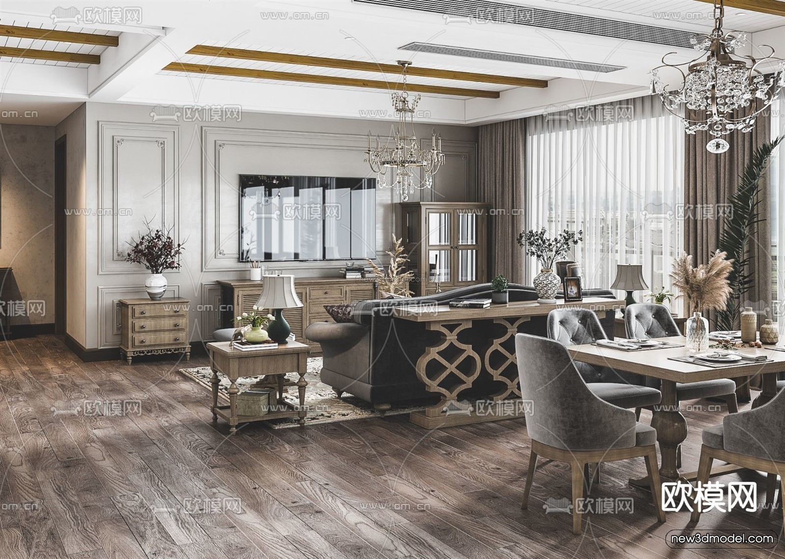 Europe Style Interior 3D Blocks – Living Room 3D Model – 070 – VRAY - thumbnail 2