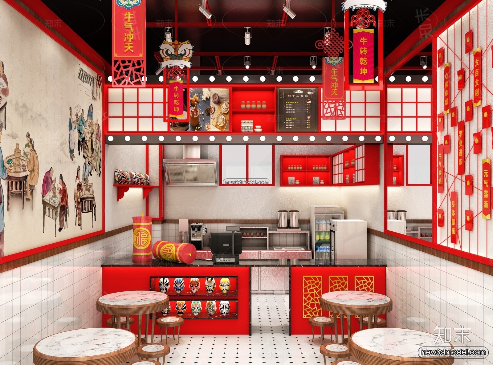 Restaurant and Fastfood 3D Scene – 3D Blocks – 302 – VRAY - thumbnail 3