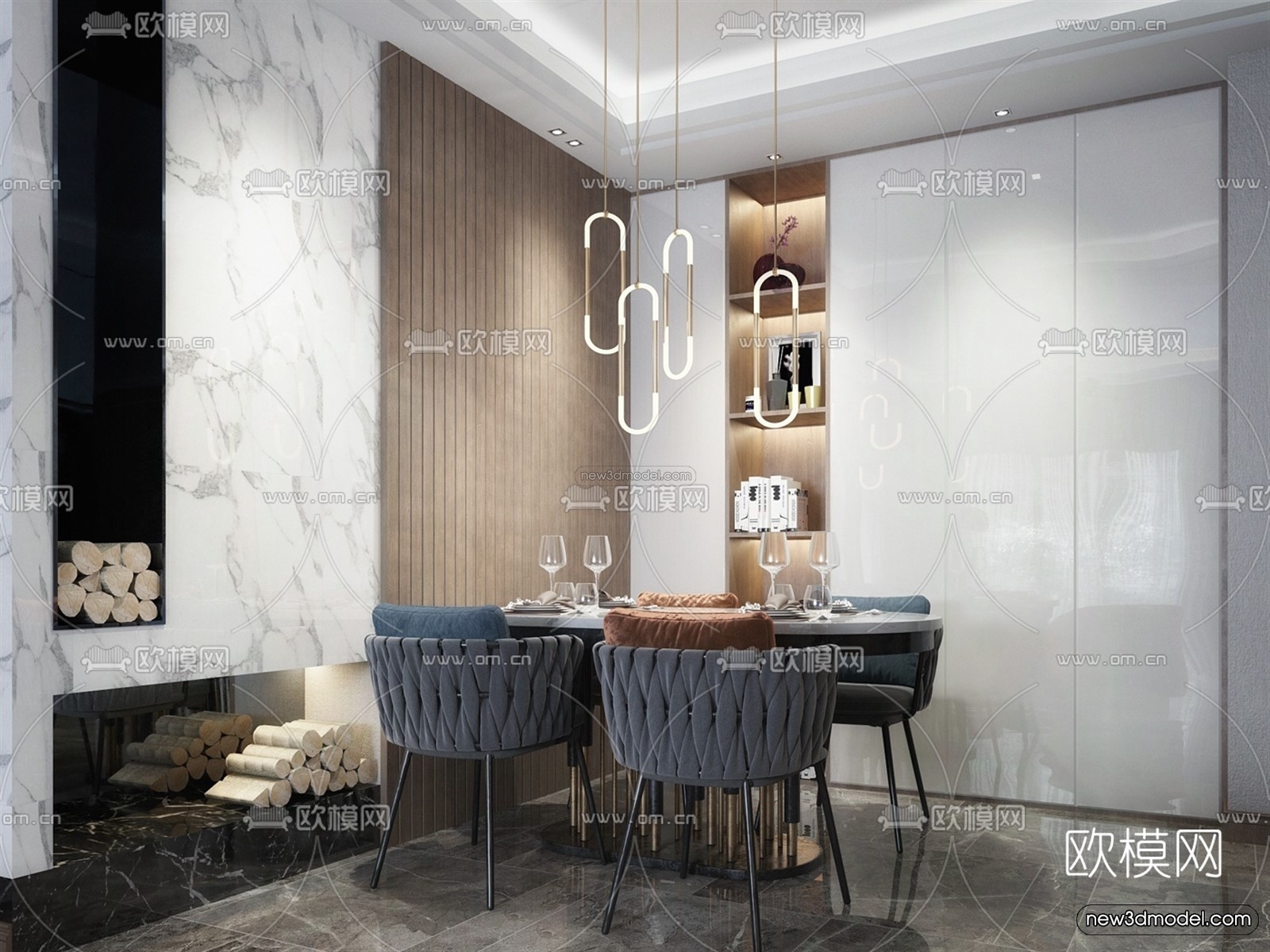 Black – White – Gray Colors Interior 3D Blocks – Living Room 3D Scene – 107 – VRAY - thumbnail 3