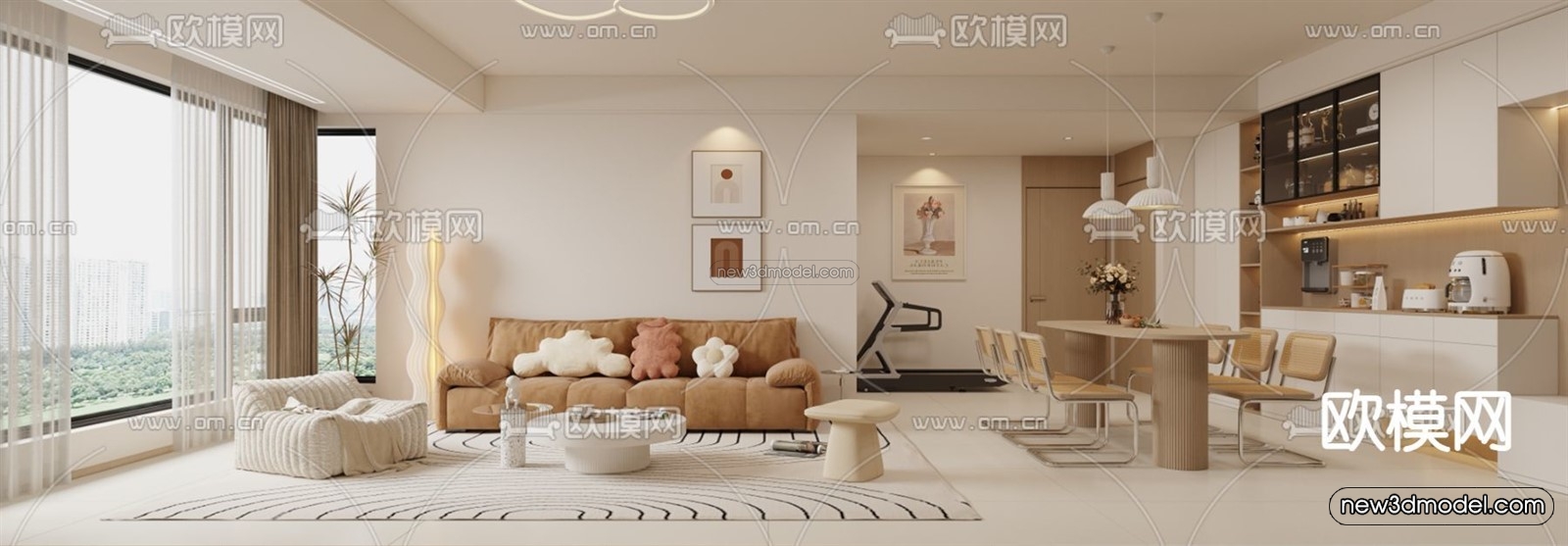 Modern Style Interior 3D Blocks and 3D Models – Living Room 3D Scene – 105 – CORONA - thumbnail 3