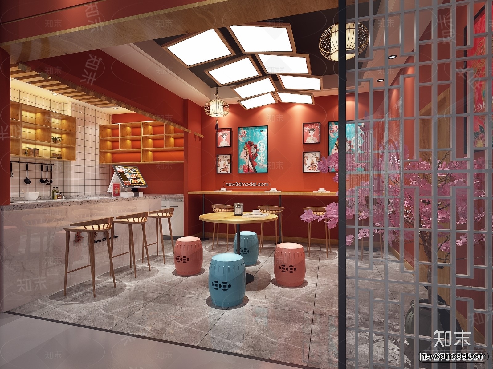Restaurant and Fastfood 3D Scene – 3D Blocks – 305 – VRAY - thumbnail 2