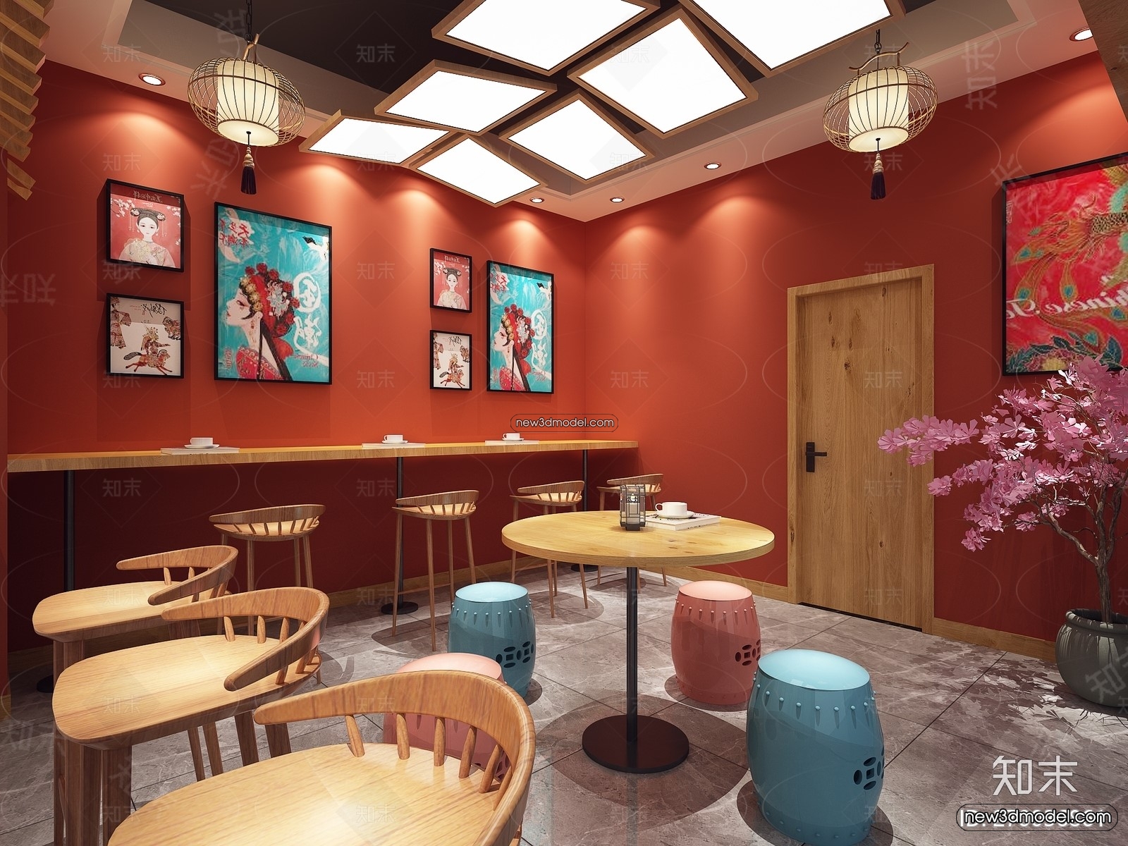 Restaurant and Fastfood 3D Scene – 3D Blocks – 305 – VRAY - thumbnail 3