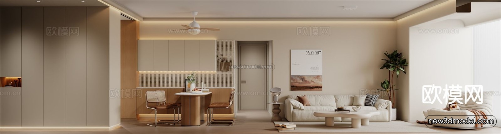Modern Style Interior 3D Blocks and 3D Models – Living Room 3D Scene – 106 – CORONA - thumbnail 2
