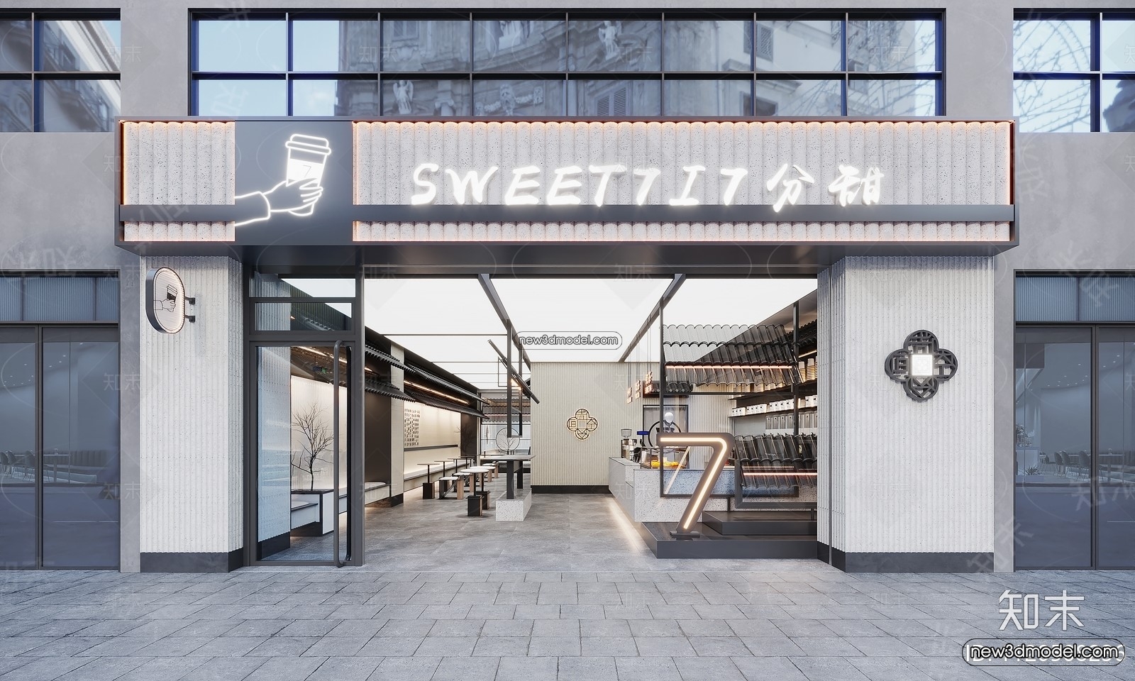 Restaurant and Fastfood 3D Scene – 3D Blocks – 307 – VRAY - thumbnail 2