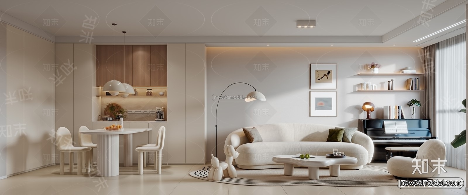 Modern Style Interior 3D Blocks and 3D Models – Living Room 3D Scene – 107 – CORONA - thumbnail 2