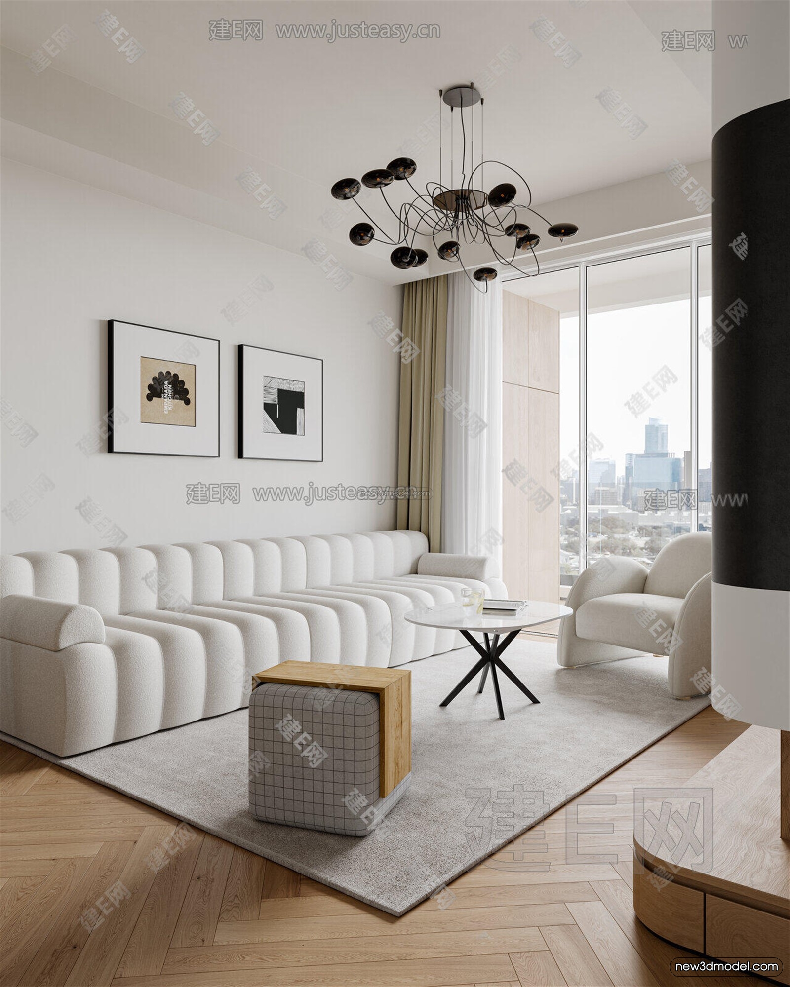 Modern Style Interior 3D Blocks and 3D Models – Living Room 3D Scene – 109 – CORONA - thumbnail 3