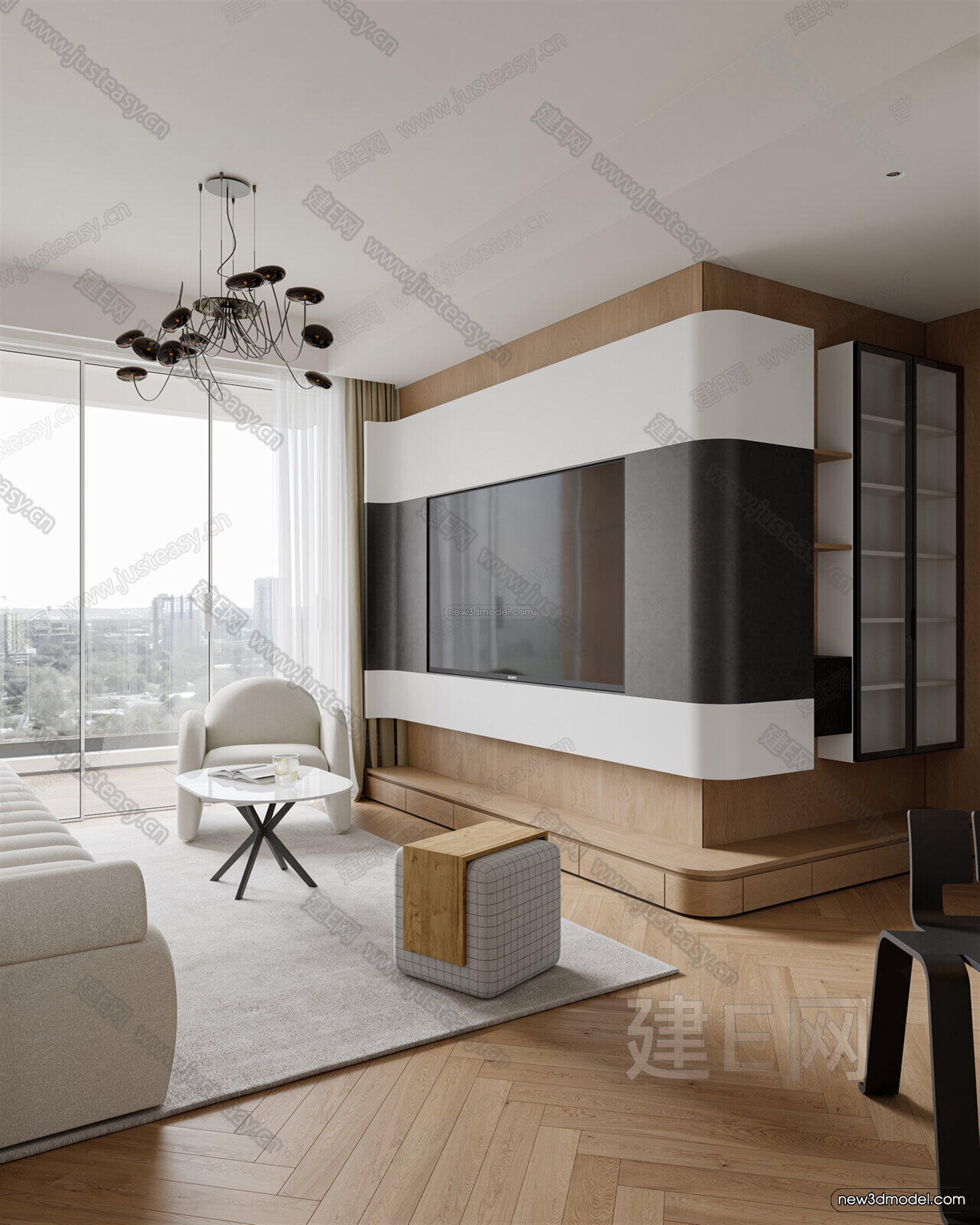 Modern Style Interior 3D Blocks and 3D Models – Living Room 3D Scene – 109 – CORONA - thumbnail 2