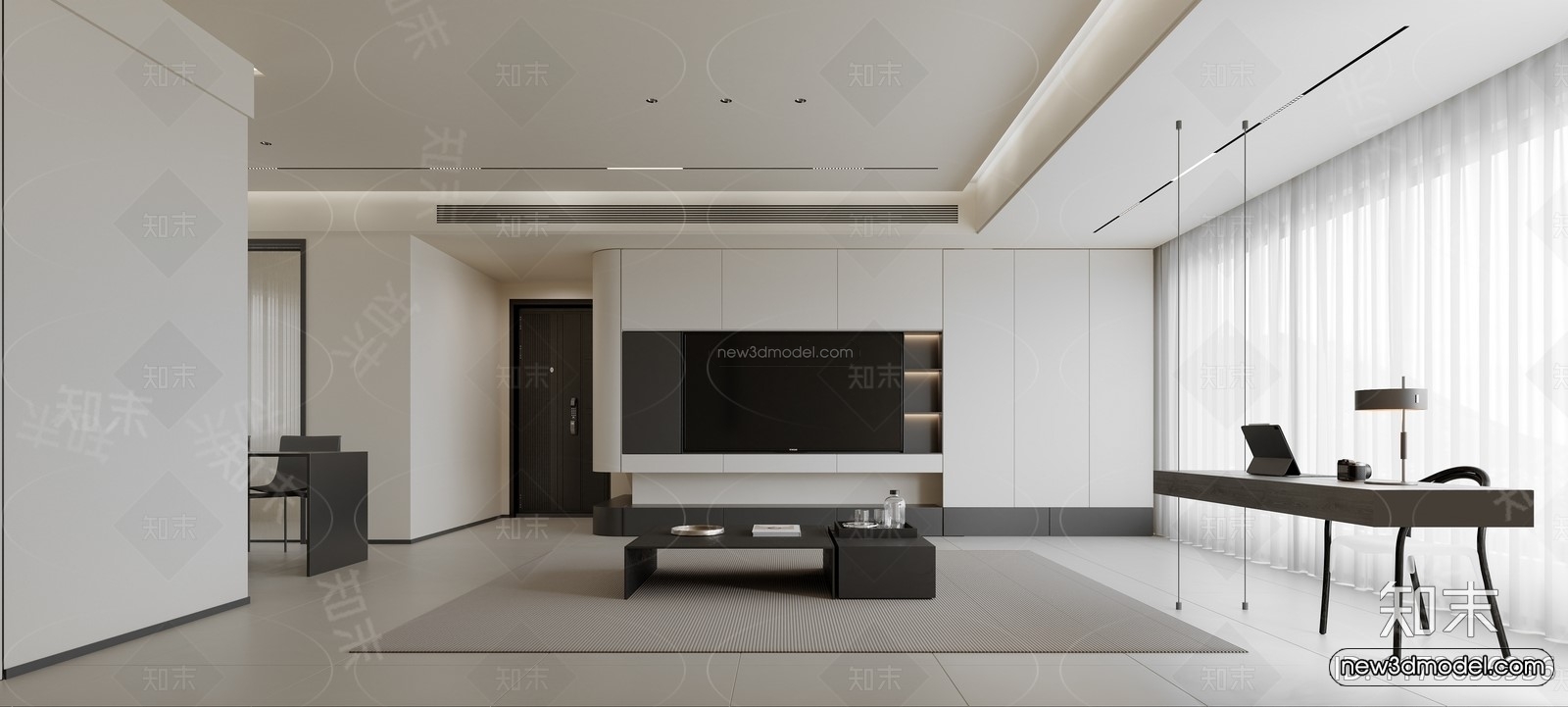 Modern Style Interior 3D Blocks and 3D Models – Living Room 3D Scene – 110 – CORONA - thumbnail 4