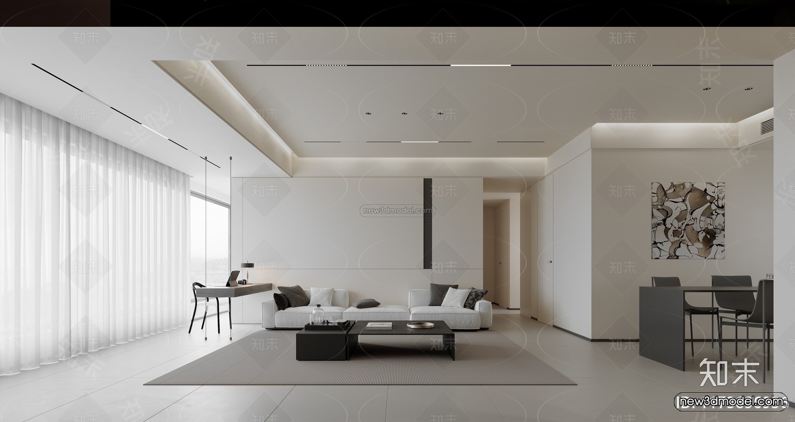 Modern Style Interior 3D Blocks and 3D Models – Living Room 3D Scene – 110 – CORONA - thumbnail 3