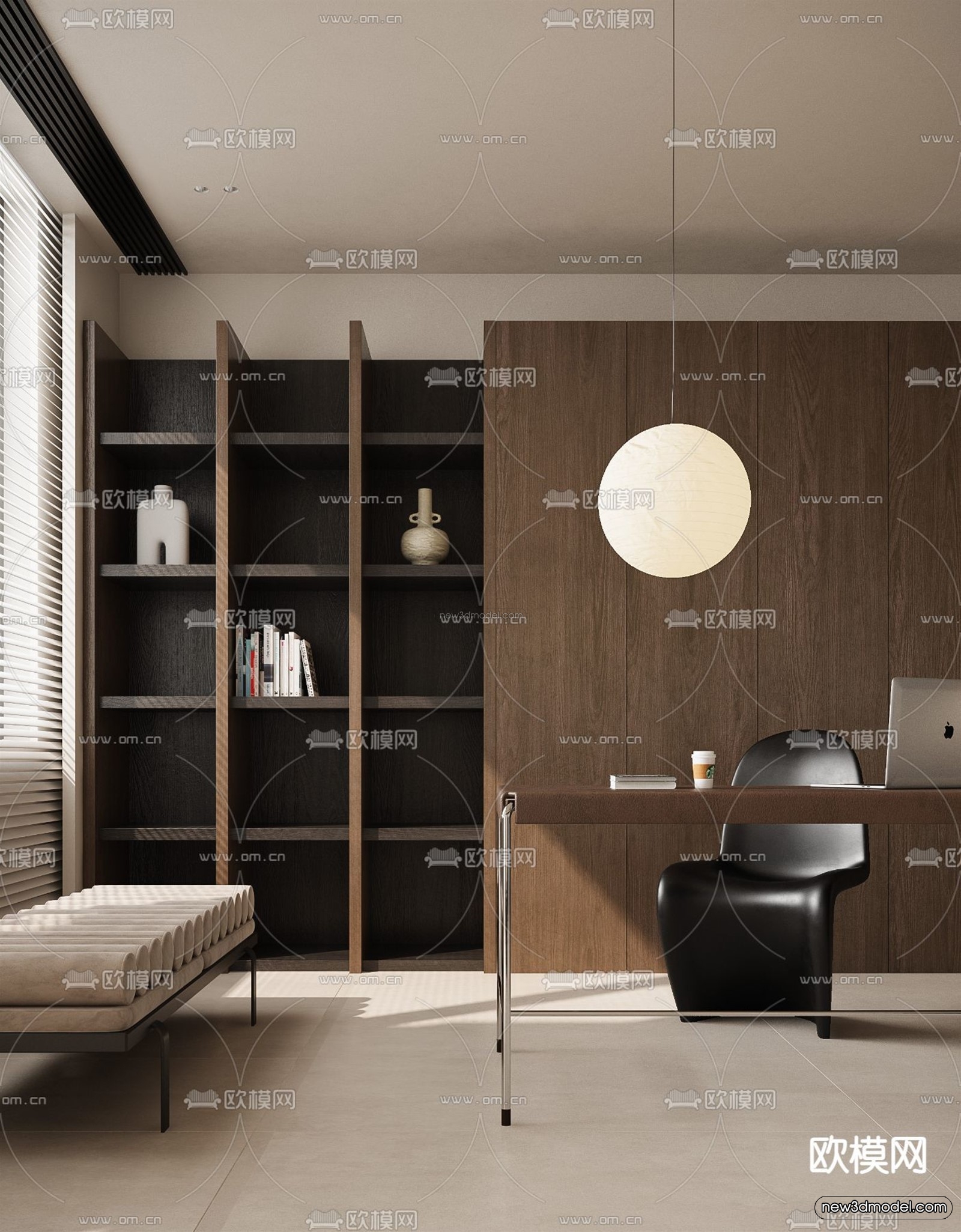 Minimalist Style Interior 3D Blocks – Living Room 3D Model – 061 – VRAY - thumbnail 3