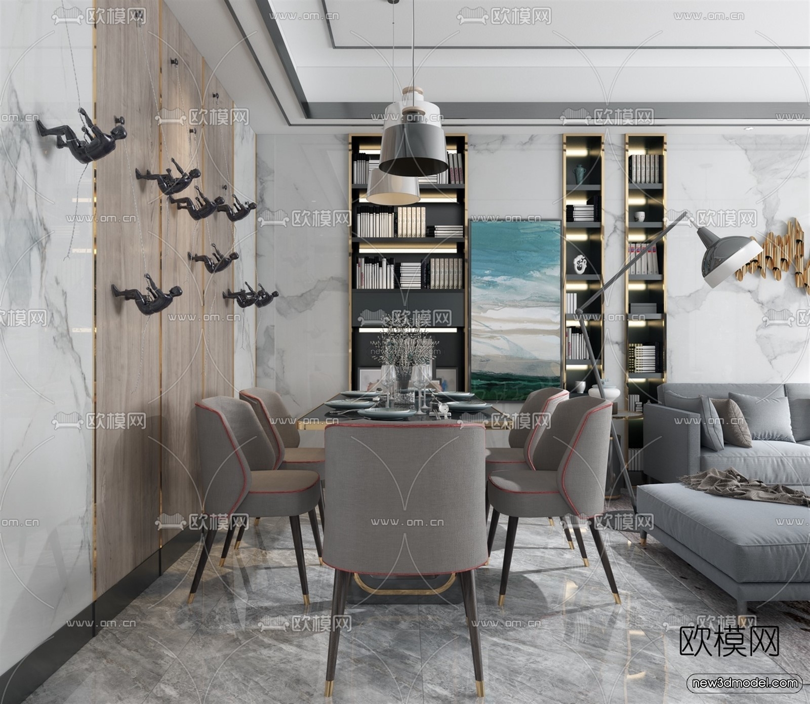 Luxury Style Interior 3D Blocks – Living Room 3D Model – 118 – VRAY - thumbnail 3