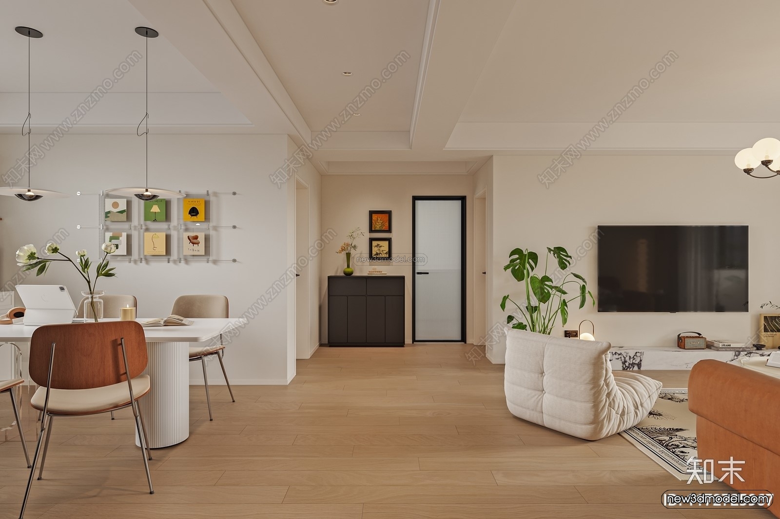 Modern Style Interior 3D Blocks and 3D Models – Living Room 3D Scene – 112 – CORONA - thumbnail 2