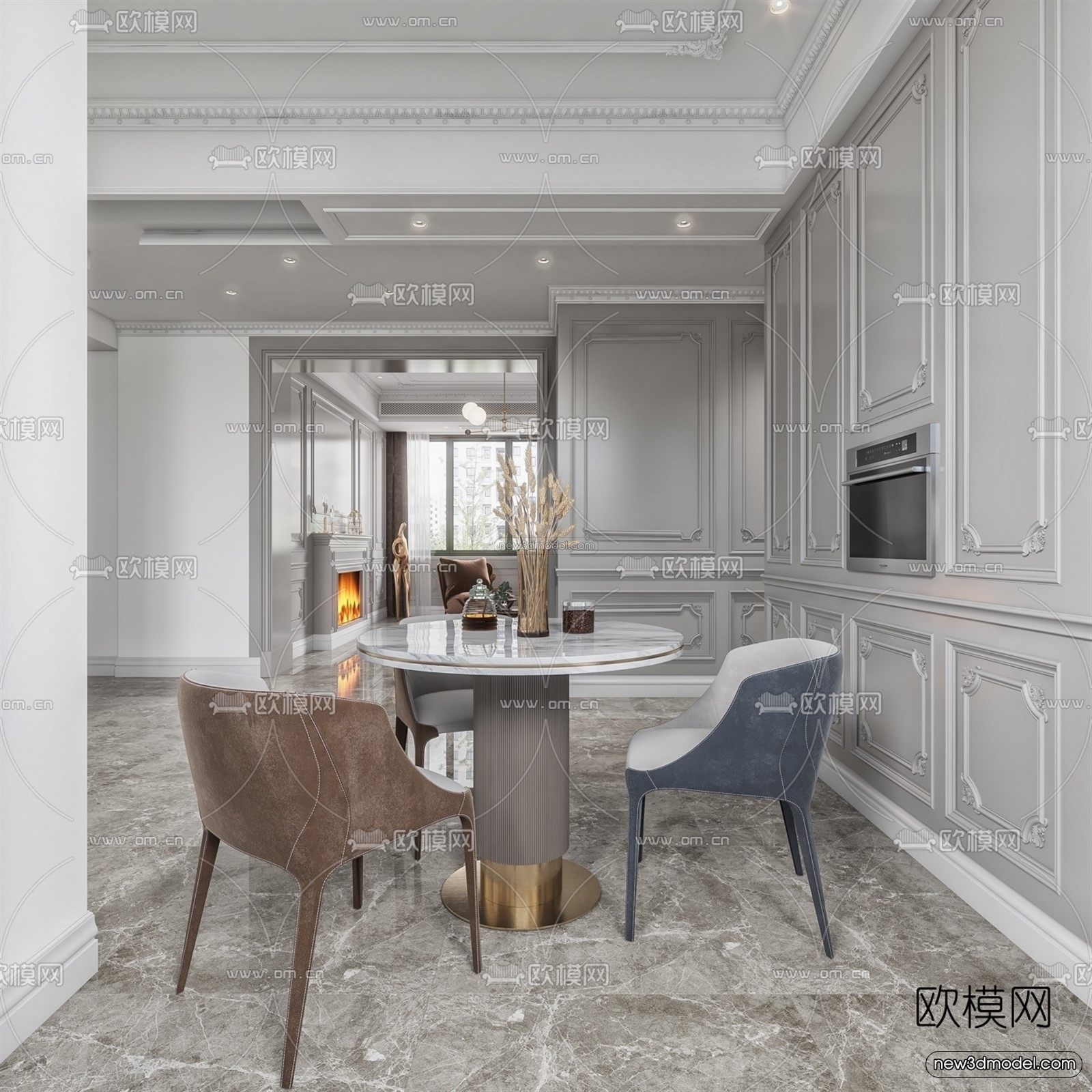 Europe Style Interior 3D Blocks – Living Room 3D Model – 074 – VRAY - thumbnail 3