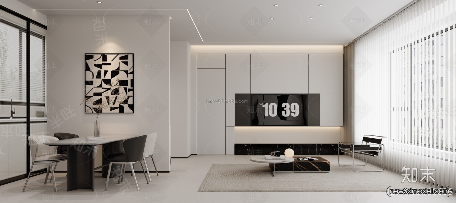 Modern Style Interior 3D Blocks and 3D Models – Living Room 3D Scene – 113 – CORONA - thumbnail 2