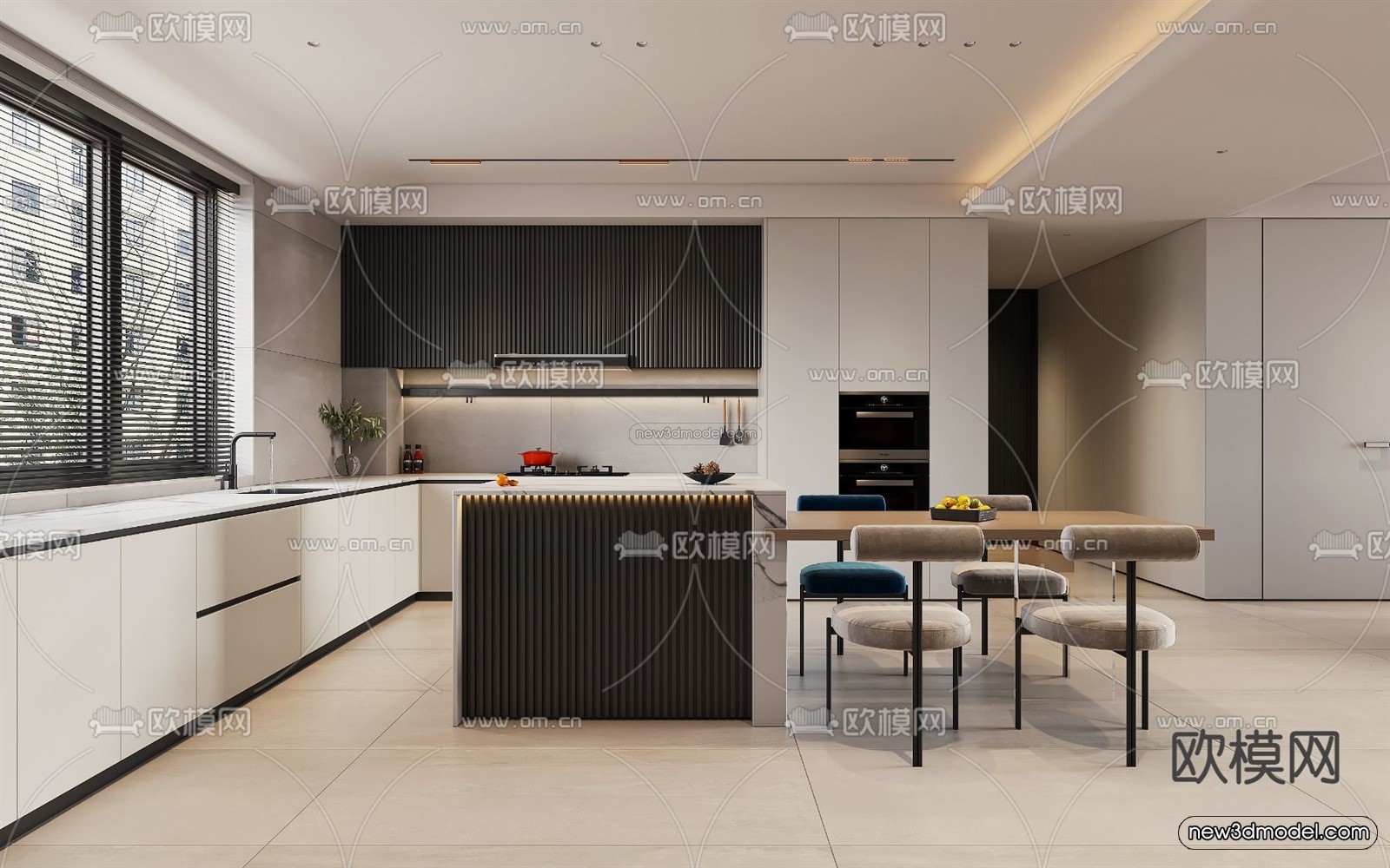 Minimalist Style Interior 3D Blocks – Living Room 3D Model – 062 – VRAY - thumbnail 5