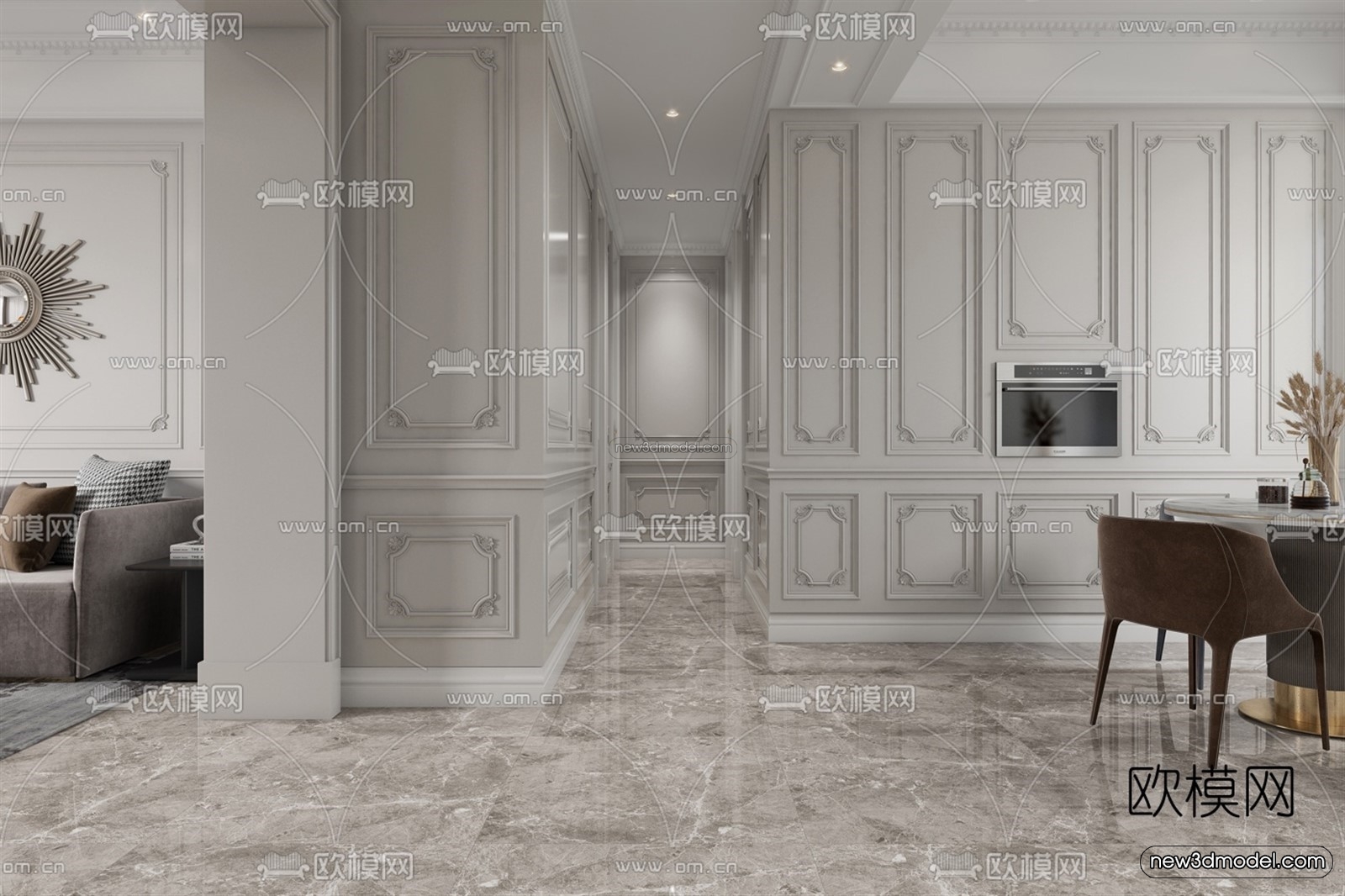 Europe Style Interior 3D Blocks – Living Room 3D Model – 074 – VRAY - thumbnail 2