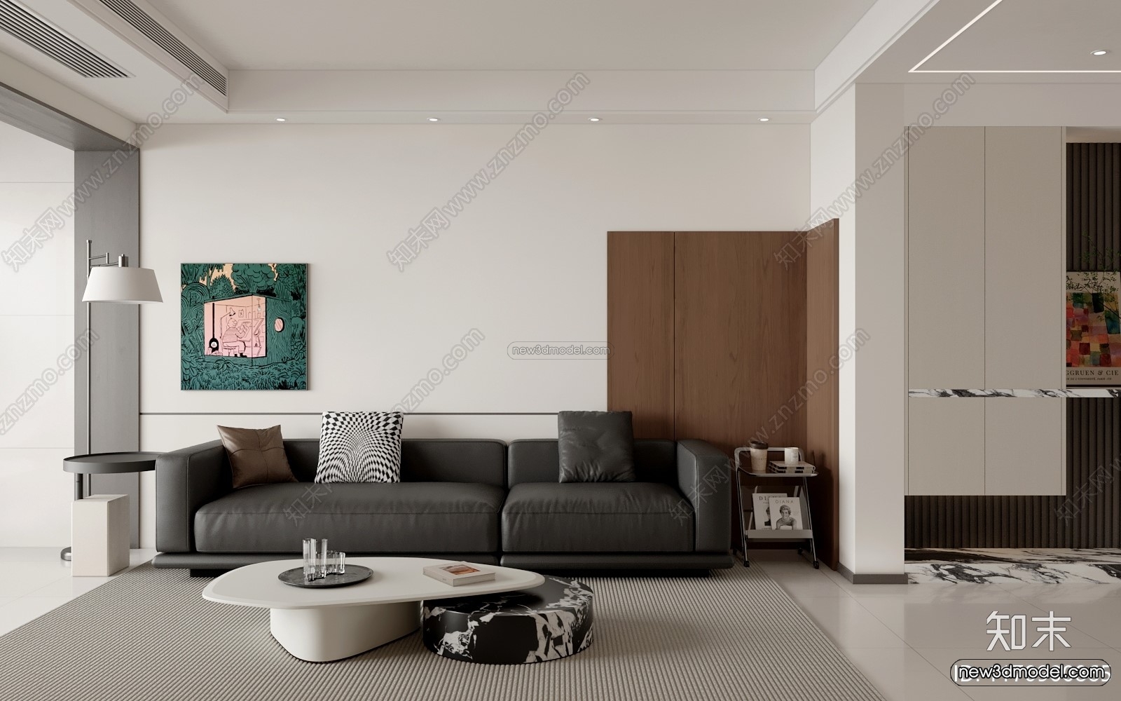 Modern Style Interior 3D Blocks and 3D Models – Living Room 3D Scene – 115 – CORONA - thumbnail 2