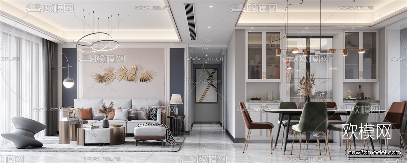 Luxury Style Interior 3D Blocks – Living Room 3D Model – 123 – VRAY - thumbnail 2