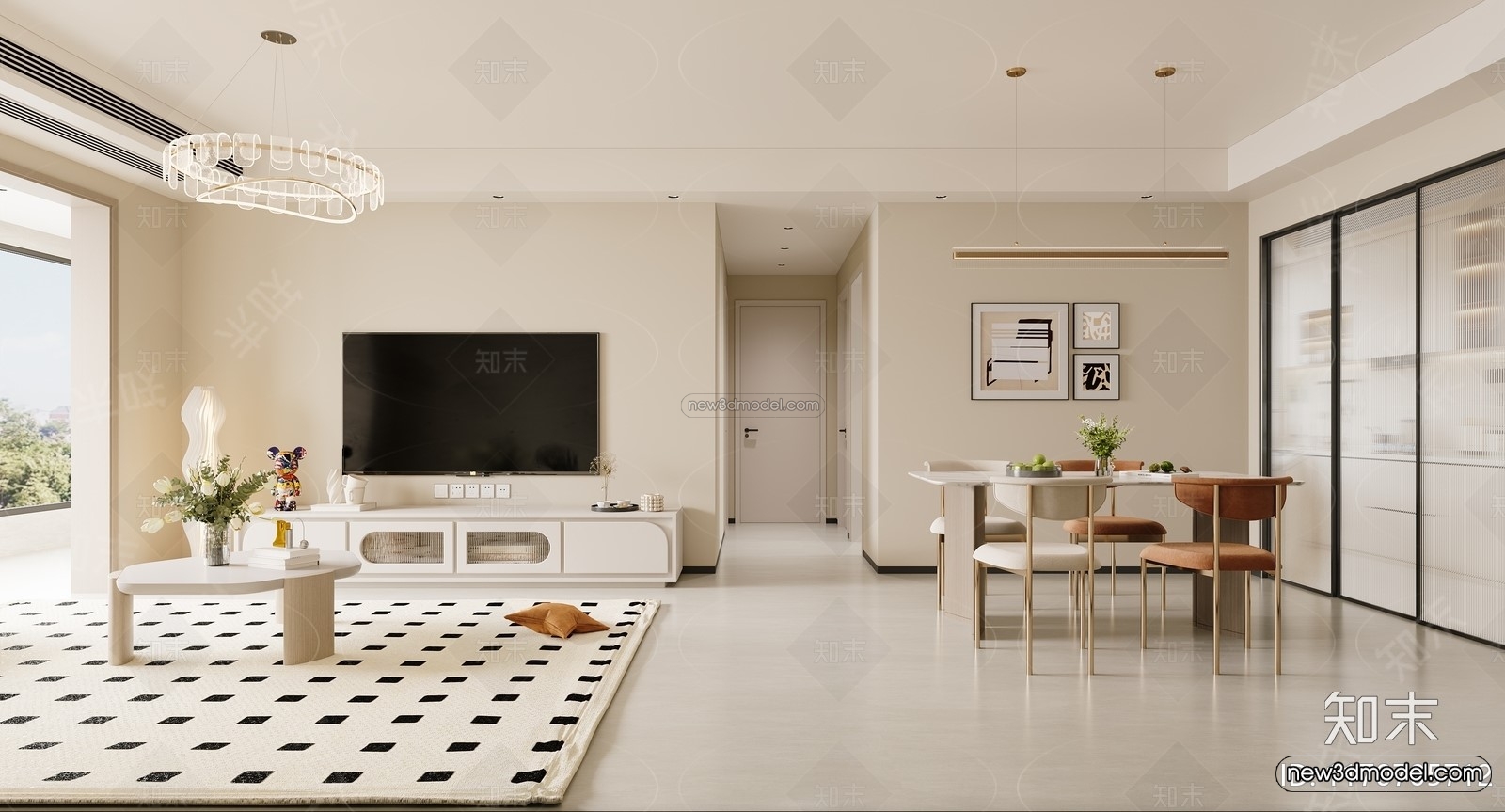 Modern Style Interior 3D Blocks and 3D Models – Living Room 3D Scene – 120 – CORONA - thumbnail 2
