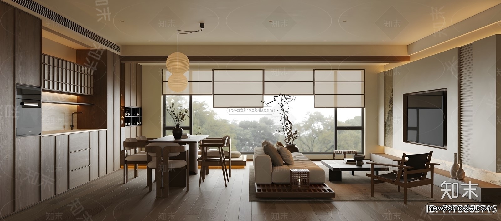 Modern Style Interior 3D Blocks and 3D Models – Living Room 3D Scene – 121 – CORONA - thumbnail 2