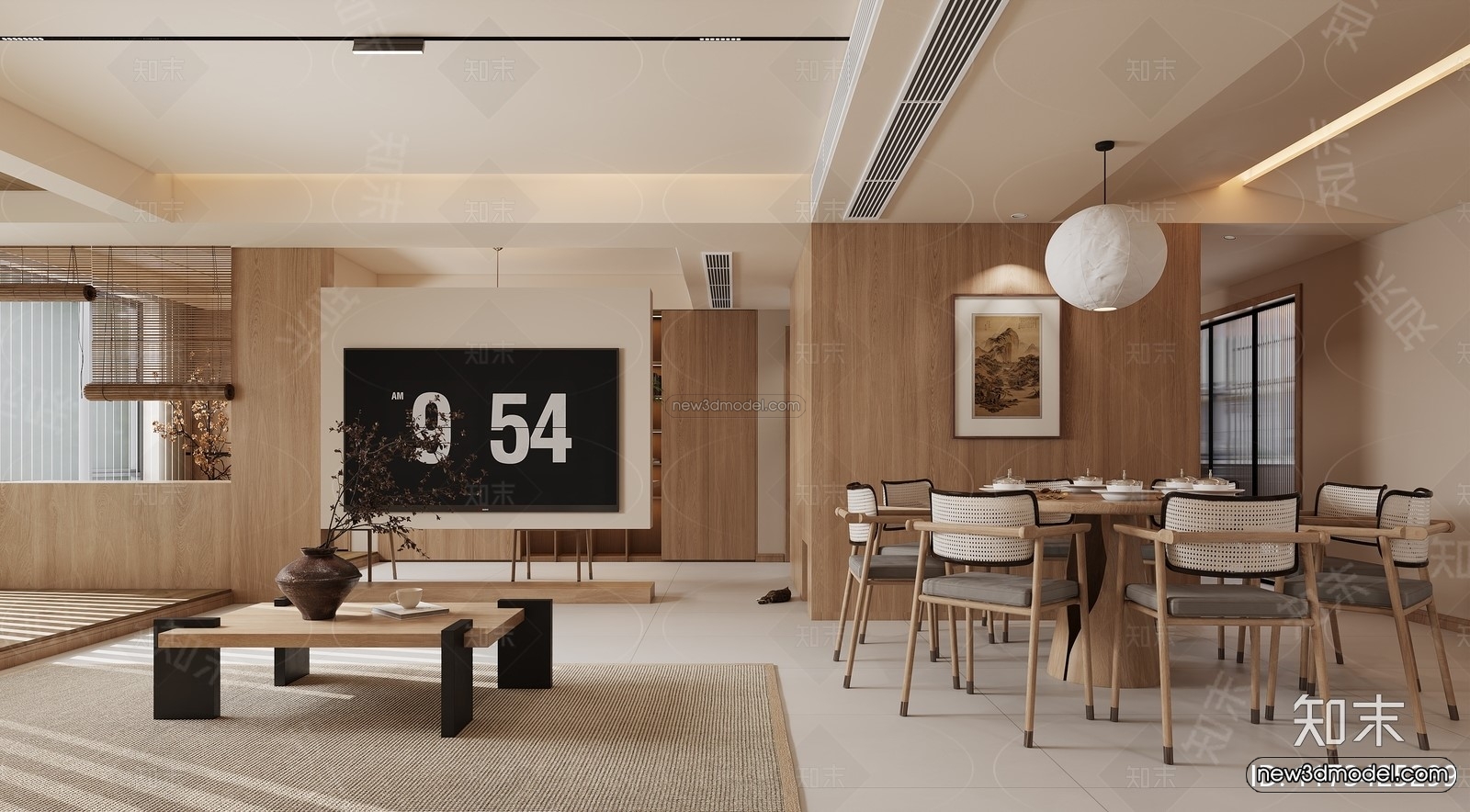 Modern Style Interior 3D Blocks and 3D Models – Living Room 3D Scene – 122 – CORONA - thumbnail 2