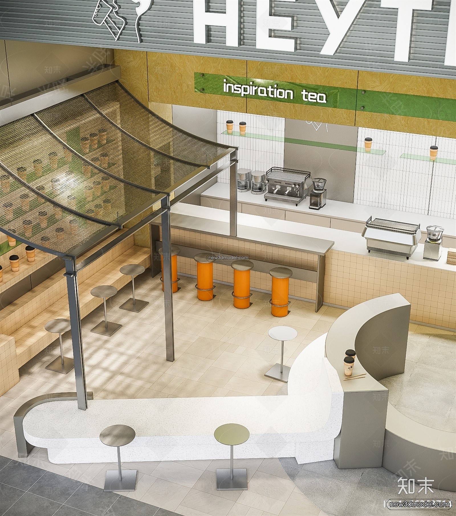 Restaurant and Fastfood 3D Scene – 3D Blocks – 169 – VRAY - thumbnail 2