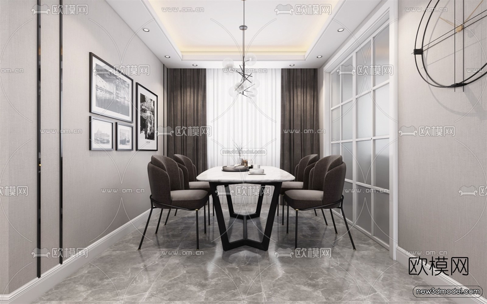 Black – White – Gray Colors Interior 3D Blocks – Living Room 3D Scene – 121 – VRAY - thumbnail 3