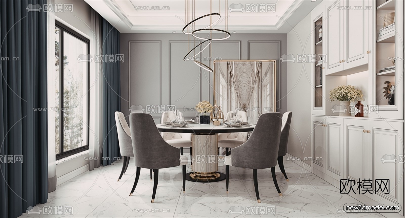 Europe Style Interior 3D Blocks – Living Room 3D Model – 081 – VRAY - thumbnail 3