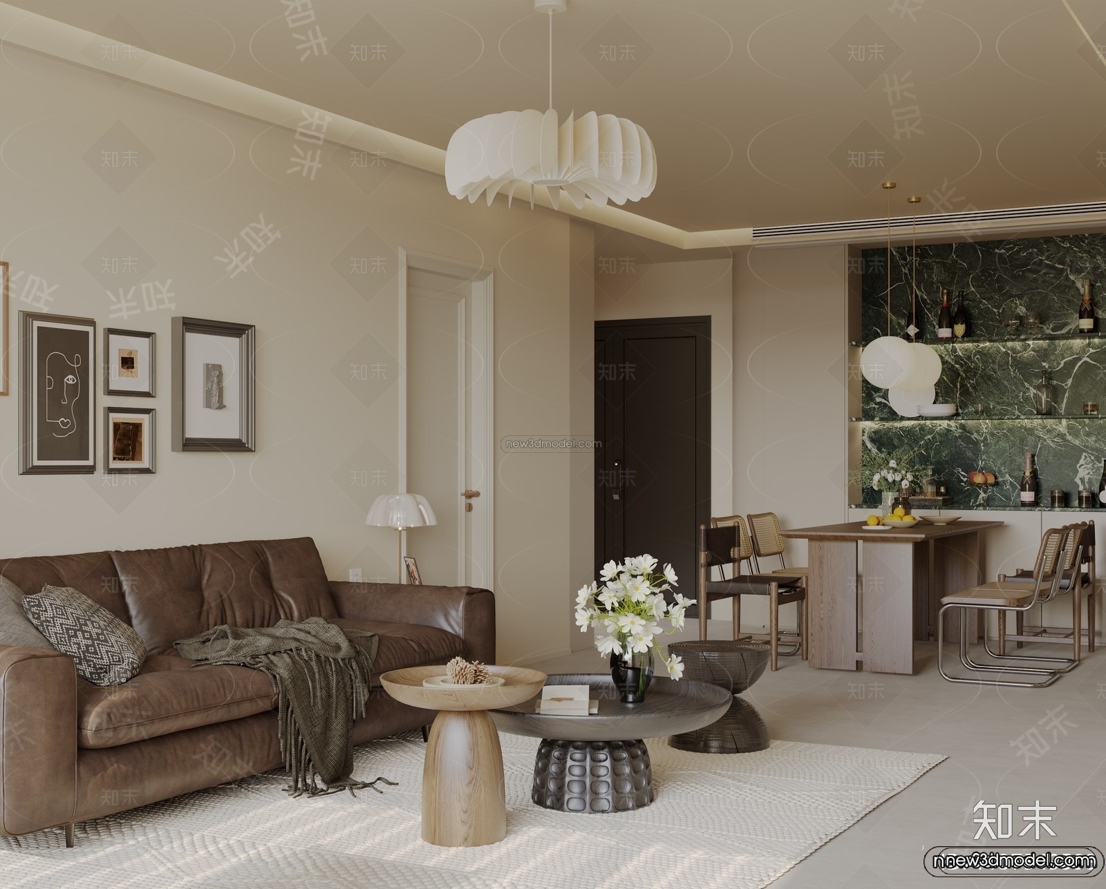 Modern Style Interior 3D Blocks and 3D Models – Living Room 3D Scene – 126 – CORONA - thumbnail 4