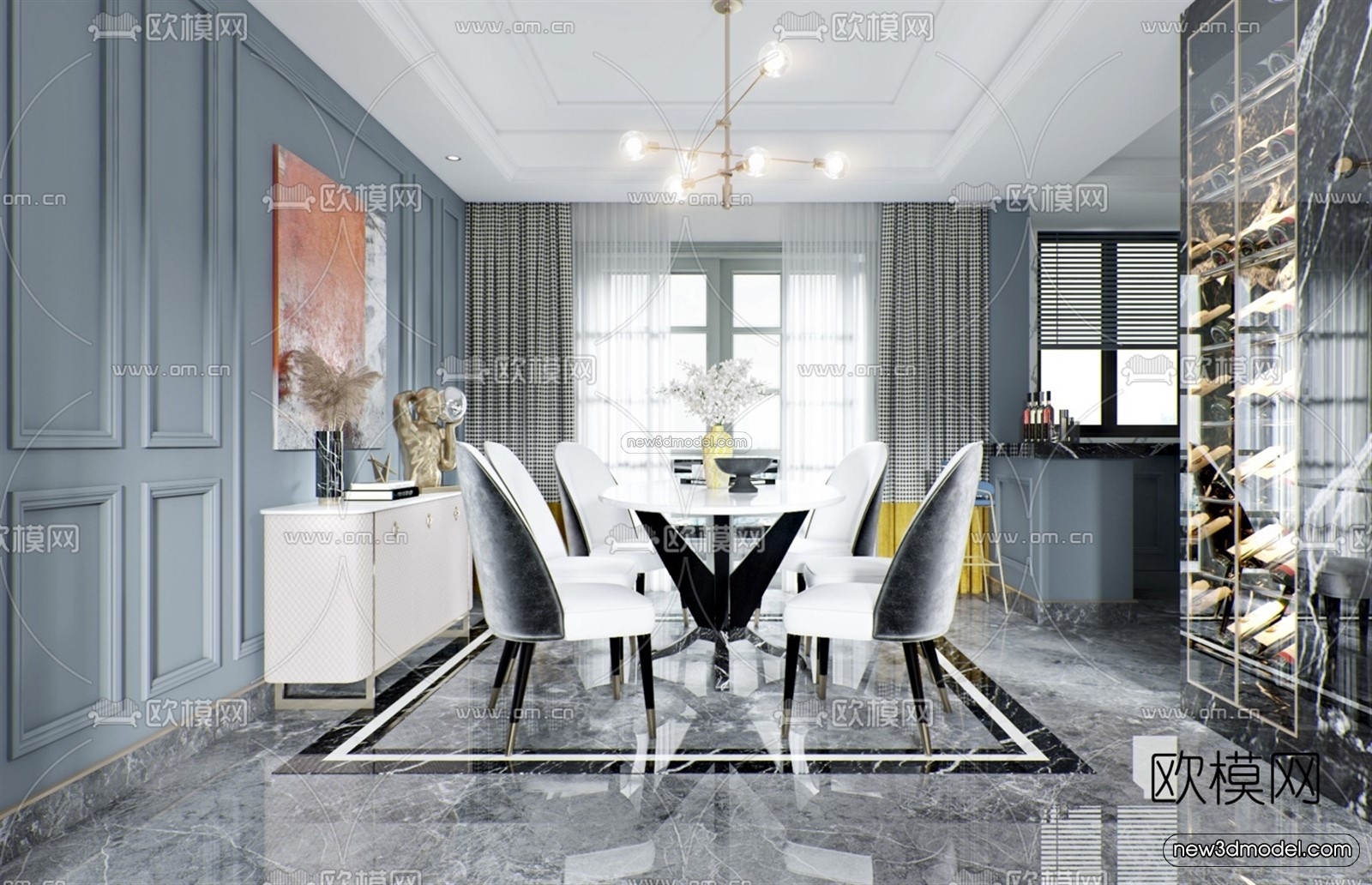 Luxury Style Interior 3D Blocks – Living Room 3D Model – 127 – VRAY - thumbnail 2