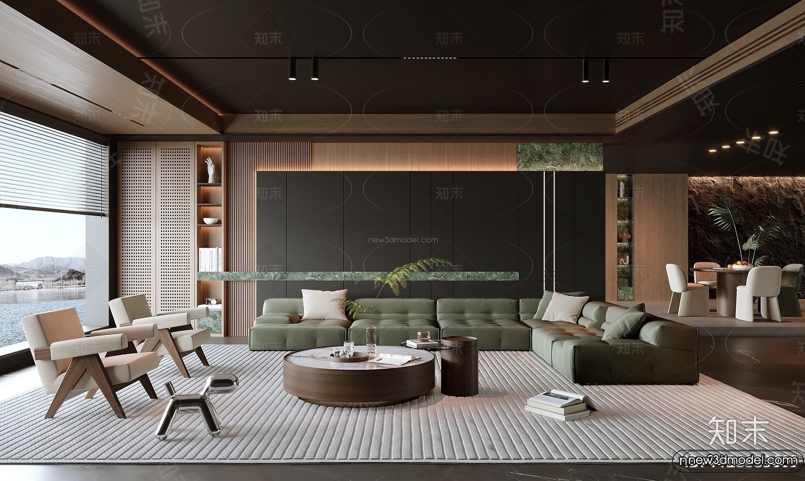 Modern Style Interior 3D Blocks and 3D Models – Living Room 3D Scene – 128 – CORONA - thumbnail 3
