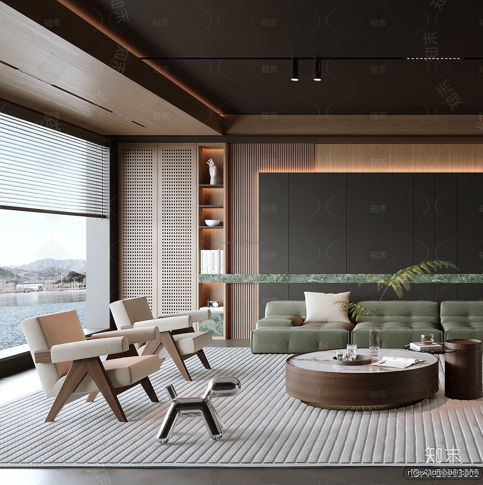 Modern Style Interior 3D Blocks and 3D Models – Living Room 3D Scene – 128 – CORONA - thumbnail 2