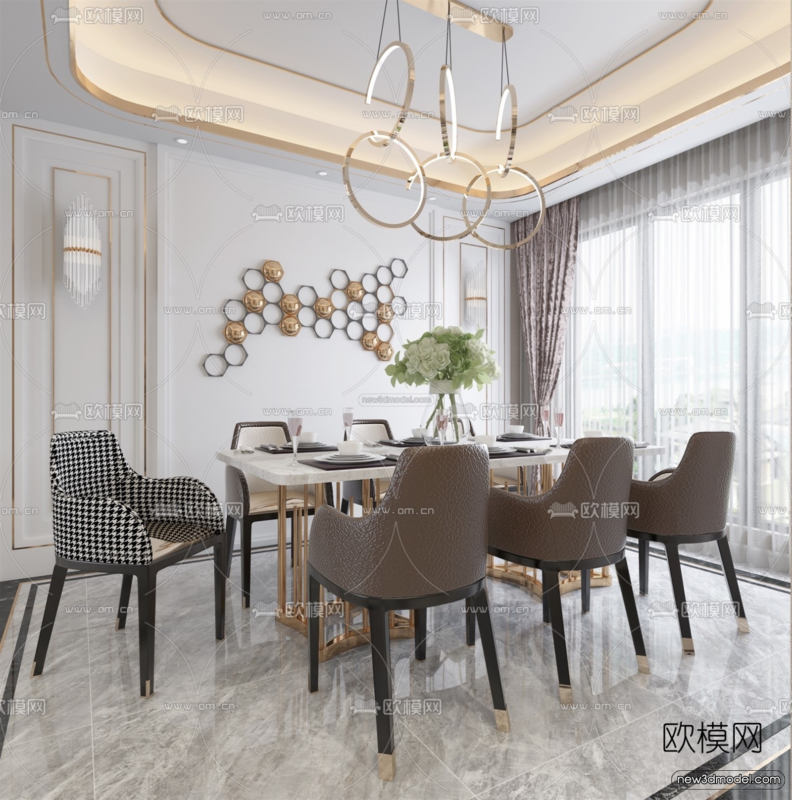 Luxury Style Interior 3D Blocks – Living Room 3D Model – 129 – VRAY - thumbnail 3