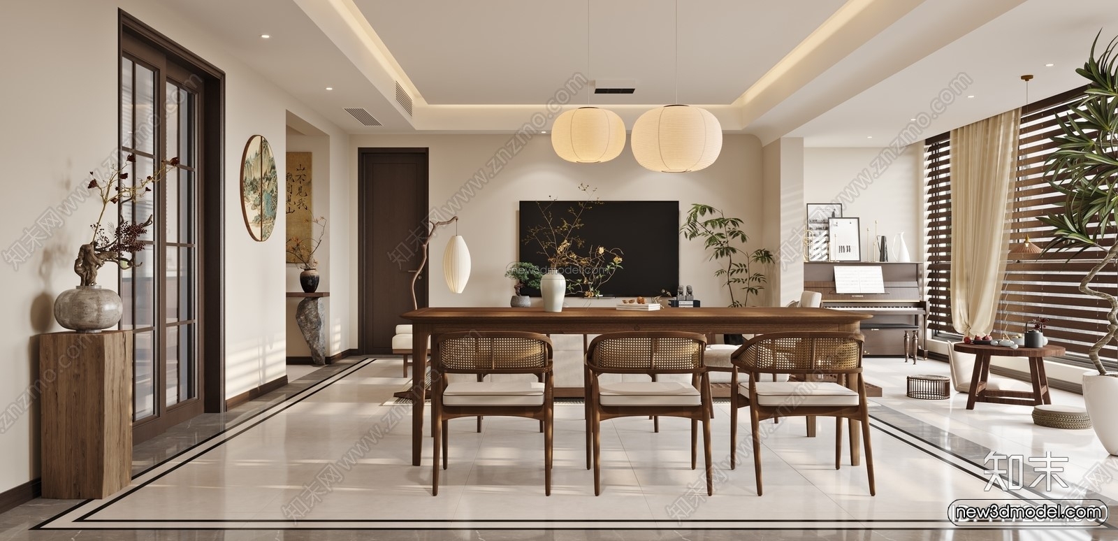 Modern Style Interior 3D Blocks and 3D Models – Living Room 3D Scene – 129 – CORONA - thumbnail 2