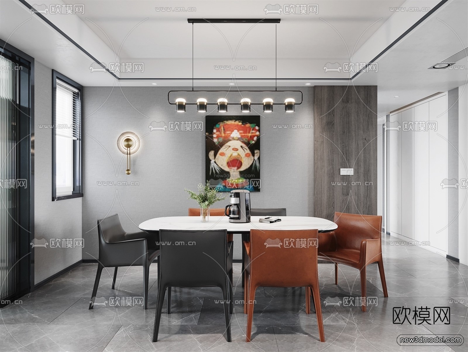 Black – White – Gray Colors Interior 3D Blocks – Living Room 3D Scene – 122 – VRAY - thumbnail 4