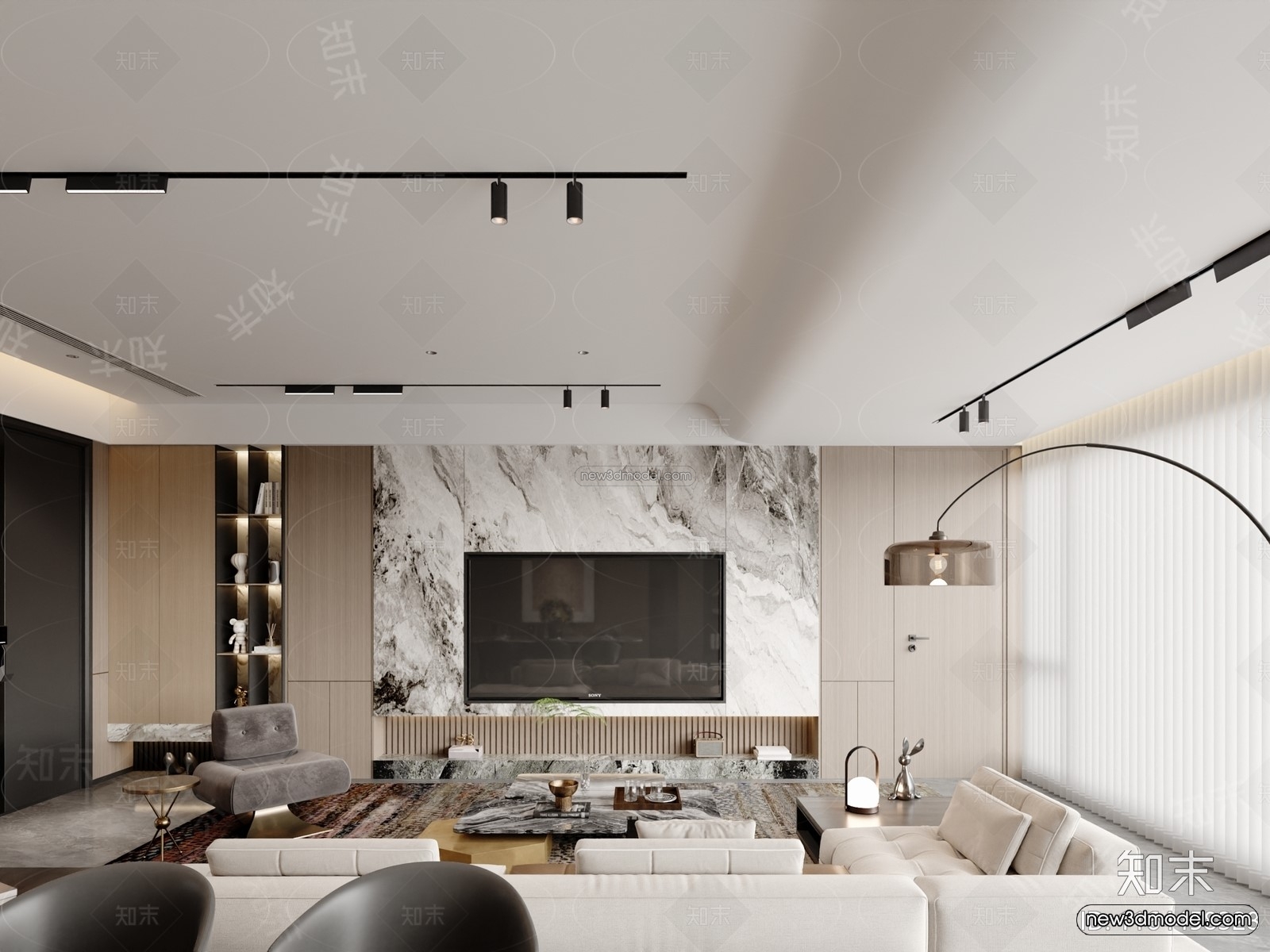 Modern Style Interior 3D Blocks and 3D Models – Living Room 3D Scene – 133 – CORONA - thumbnail 3