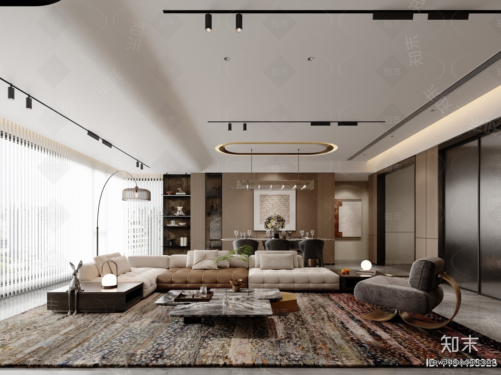 Modern Style Interior 3D Blocks and 3D Models – Living Room 3D Scene – 133 – CORONA - thumbnail 2