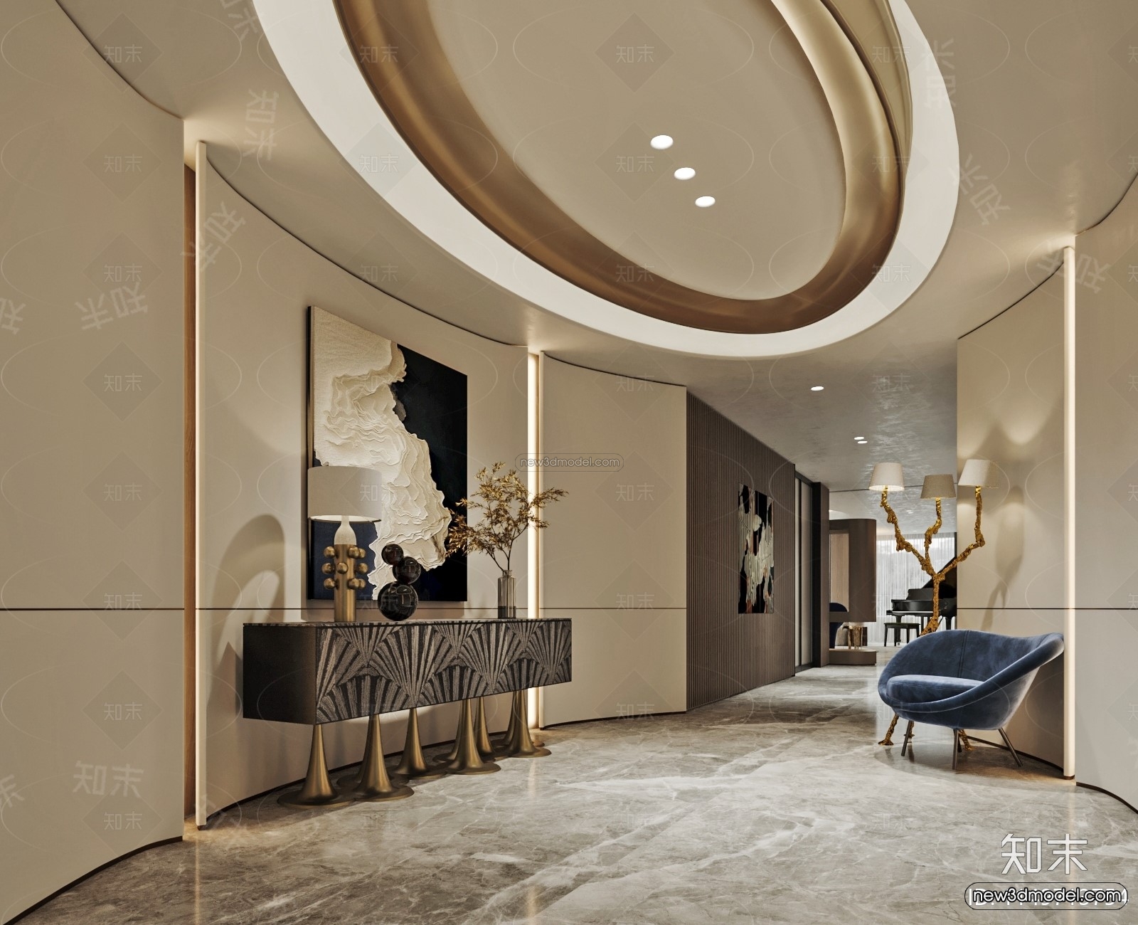 Modern Style Interior 3D Blocks and 3D Models – Living Room 3D Scene – 134 – CORONA - thumbnail 4