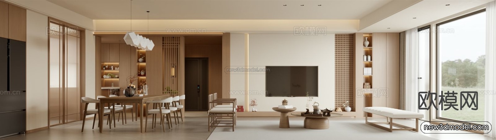 Modern Style Interior 3D Blocks and 3D Models – Living Room 3D Scene – 136 – CORONA - thumbnail 2