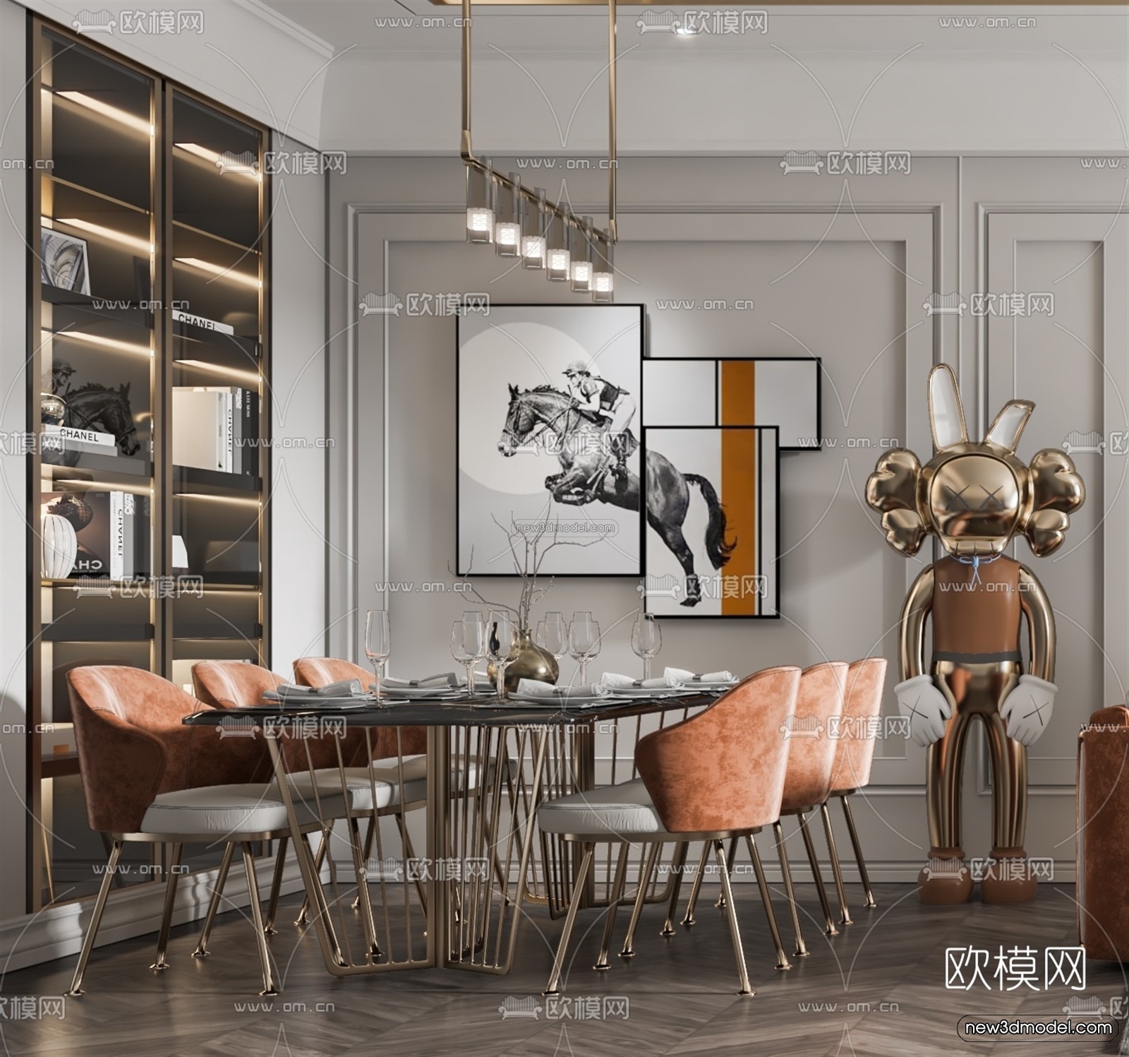 Luxury Style Interior 3D Blocks – Living Room 3D Model – 133 – VRAY - thumbnail 2
