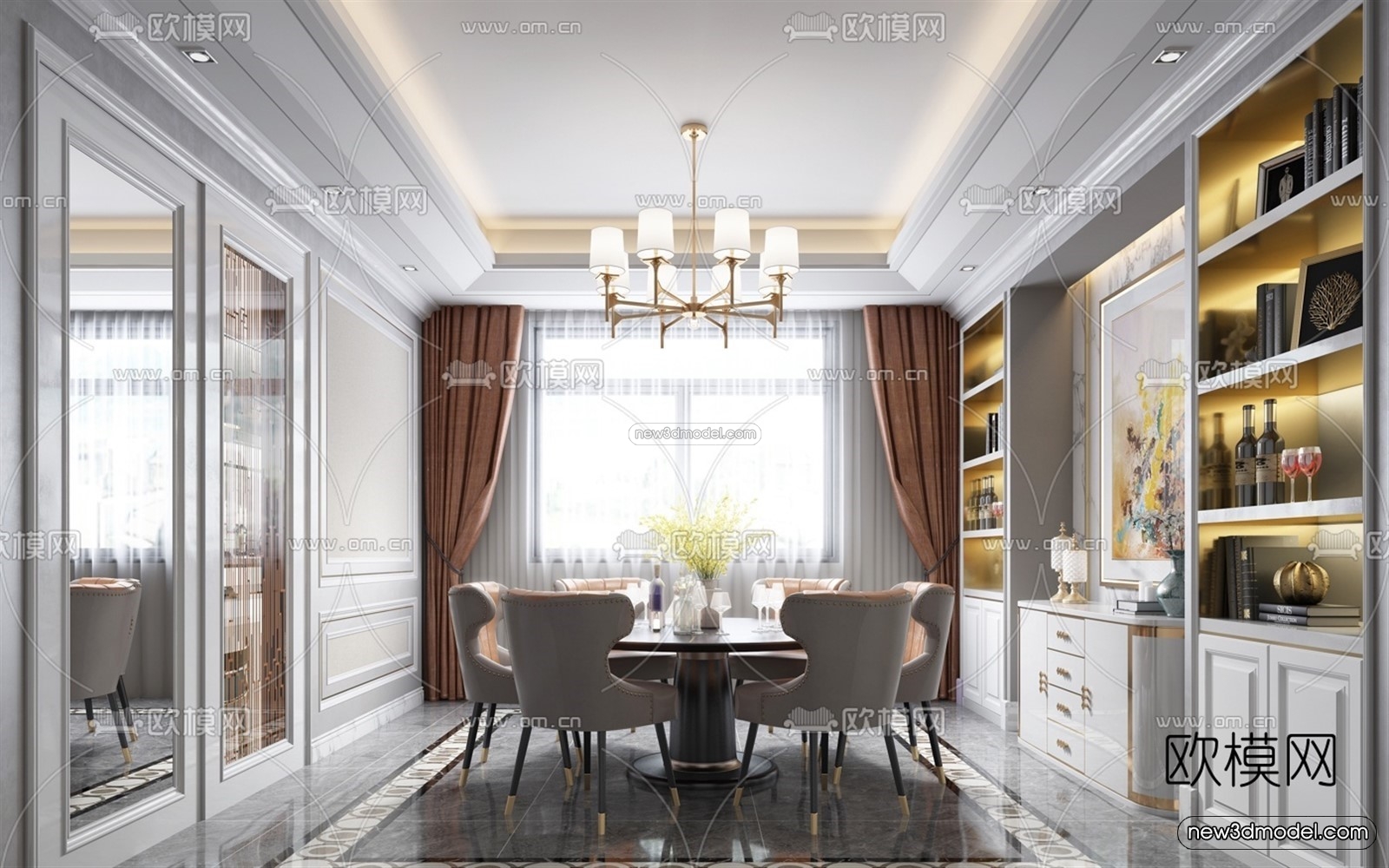 Europe Style Interior 3D Blocks – Living Room 3D Model – 094 – VRAY - thumbnail 2